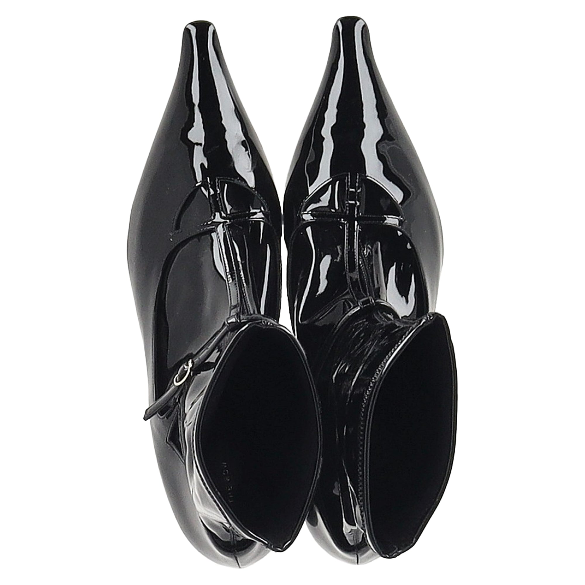 The Row Cyd Ankle Boots in Black Patent Leather