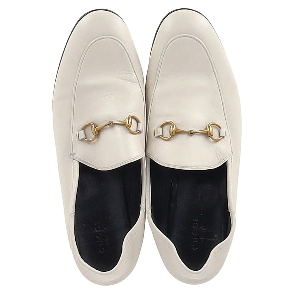 Gucci Brixton Horsebit Loafers in White Lambskin Leather