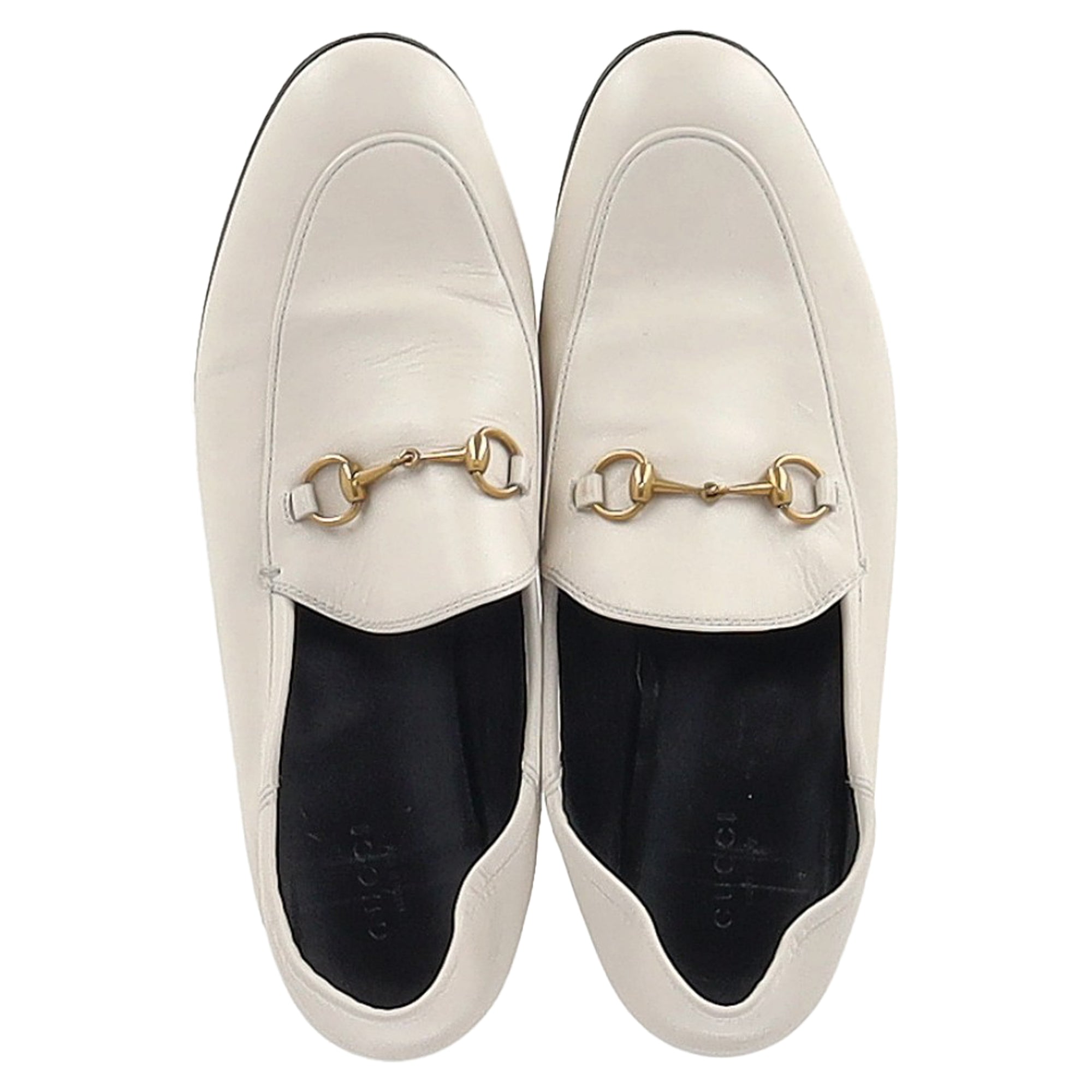 Gucci Brixton Horsebit Loafers in White Lambskin Leather