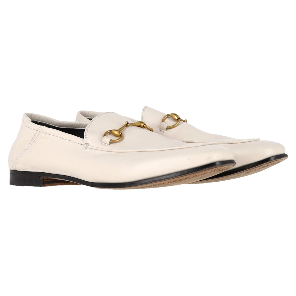 Gucci Brixton Horsebit Loafers in White Lambskin Leather