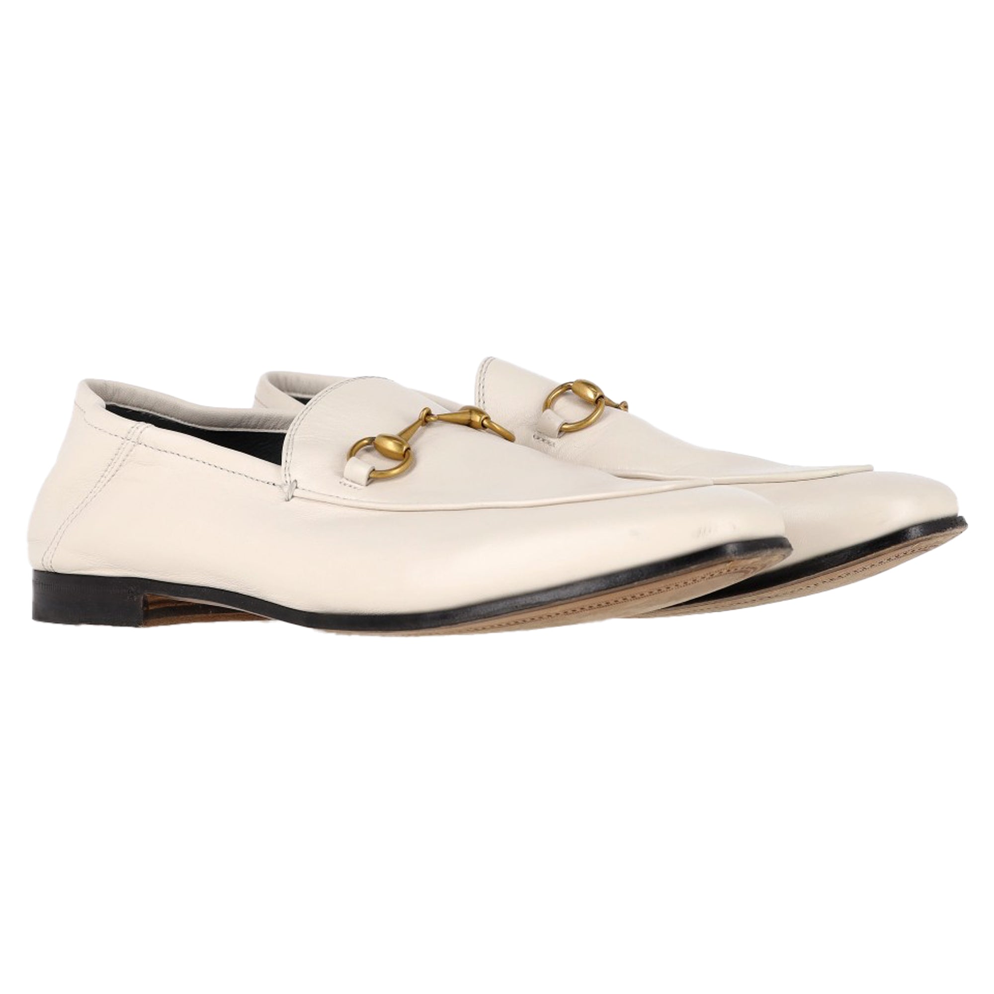 Gucci Brixton Horsebit Loafers in White Lambskin Leather