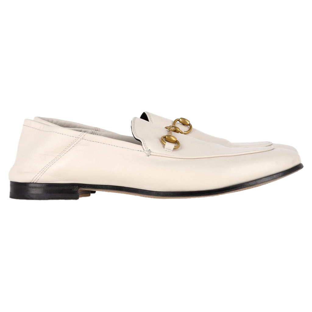 Gucci Brixton Horsebit Loafers in White Lambskin Leather