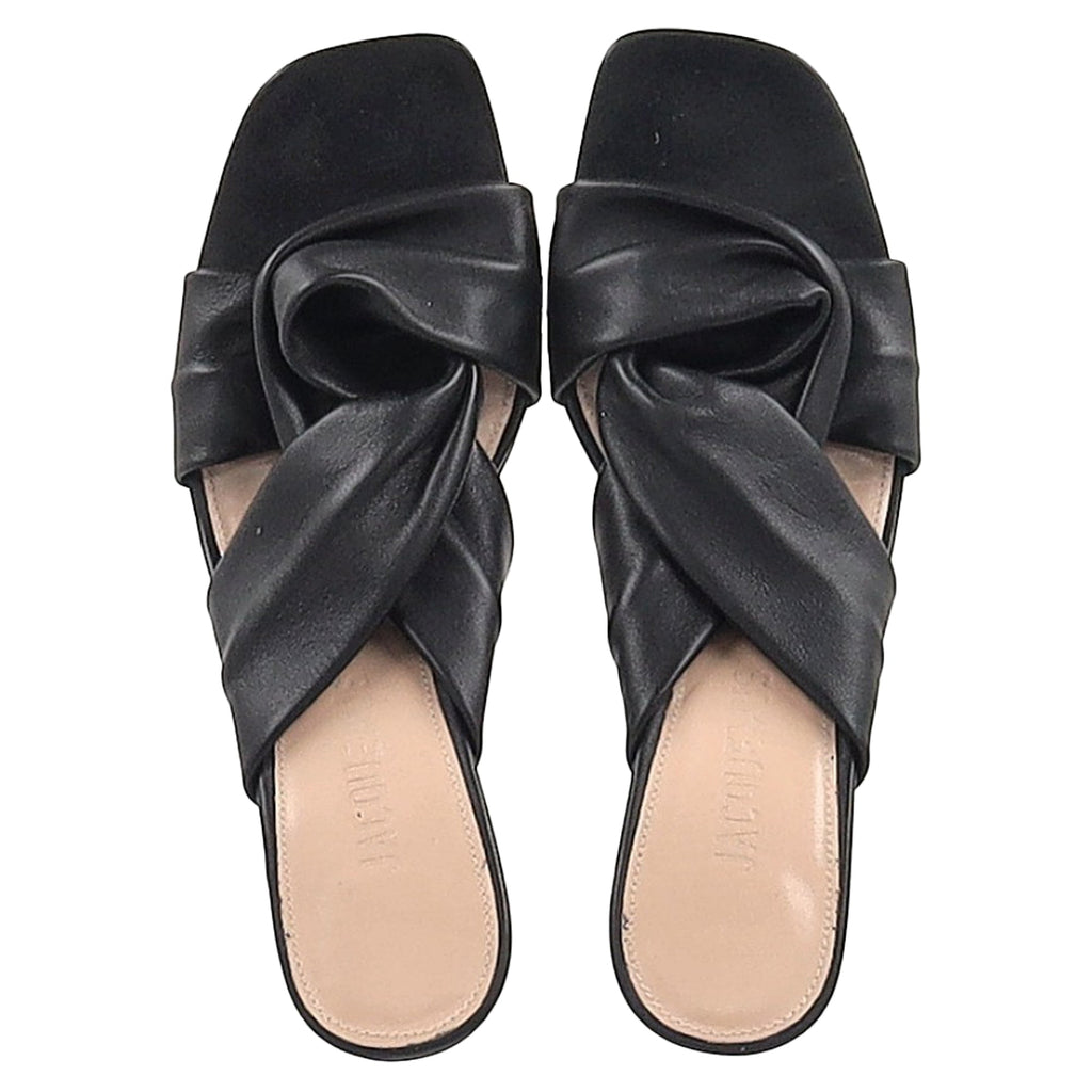 Jacquemus Bellagio Crossover Sandals in Black Leather
