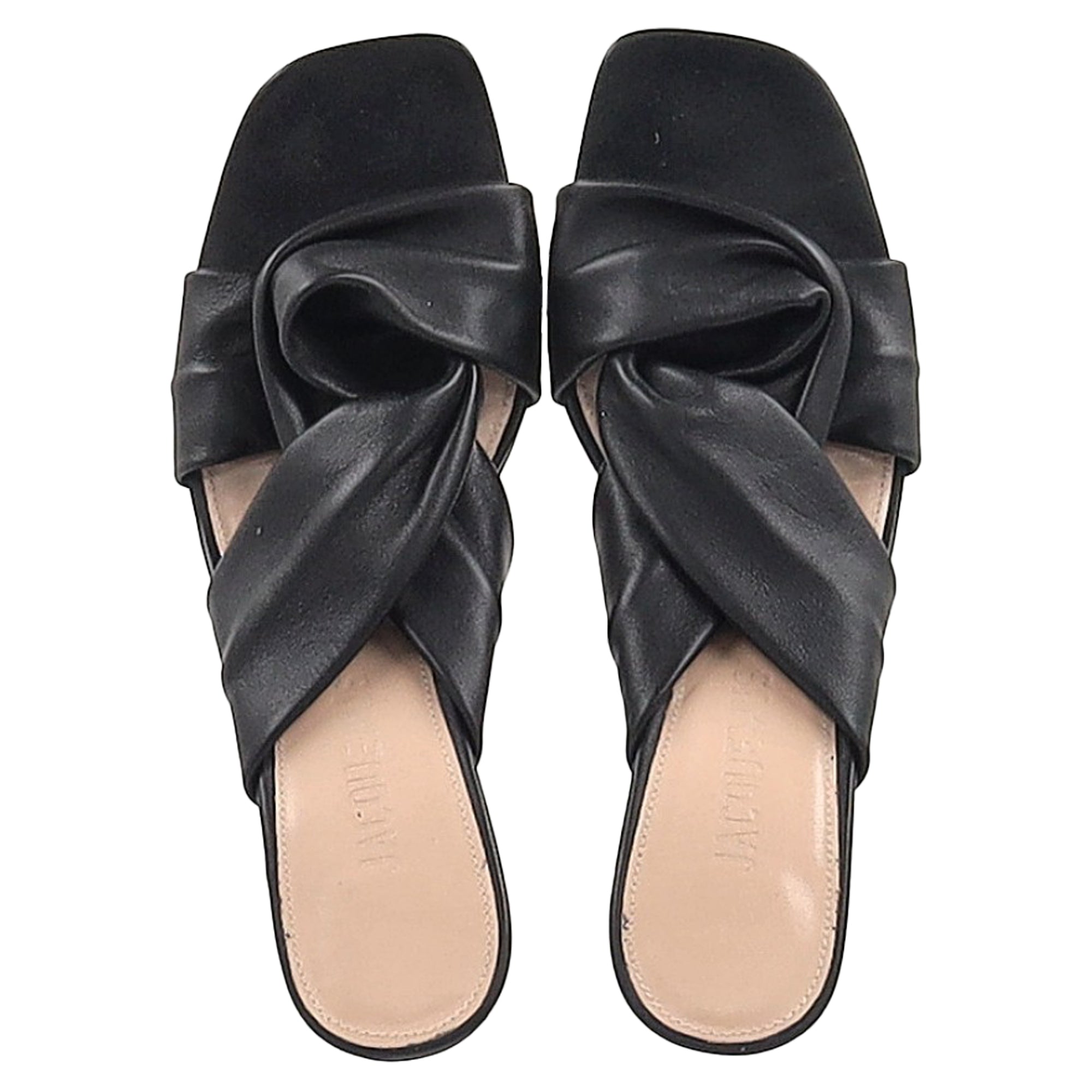 Jacquemus Bellagio Crossover Sandals in Black Leather