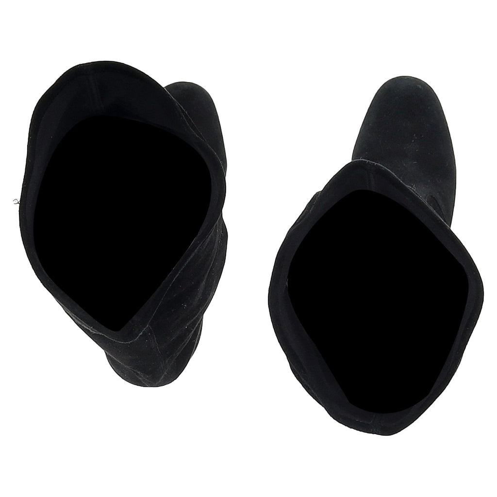 Women's Saint Laurent Block Heel Knee-High Boots in Black Suede