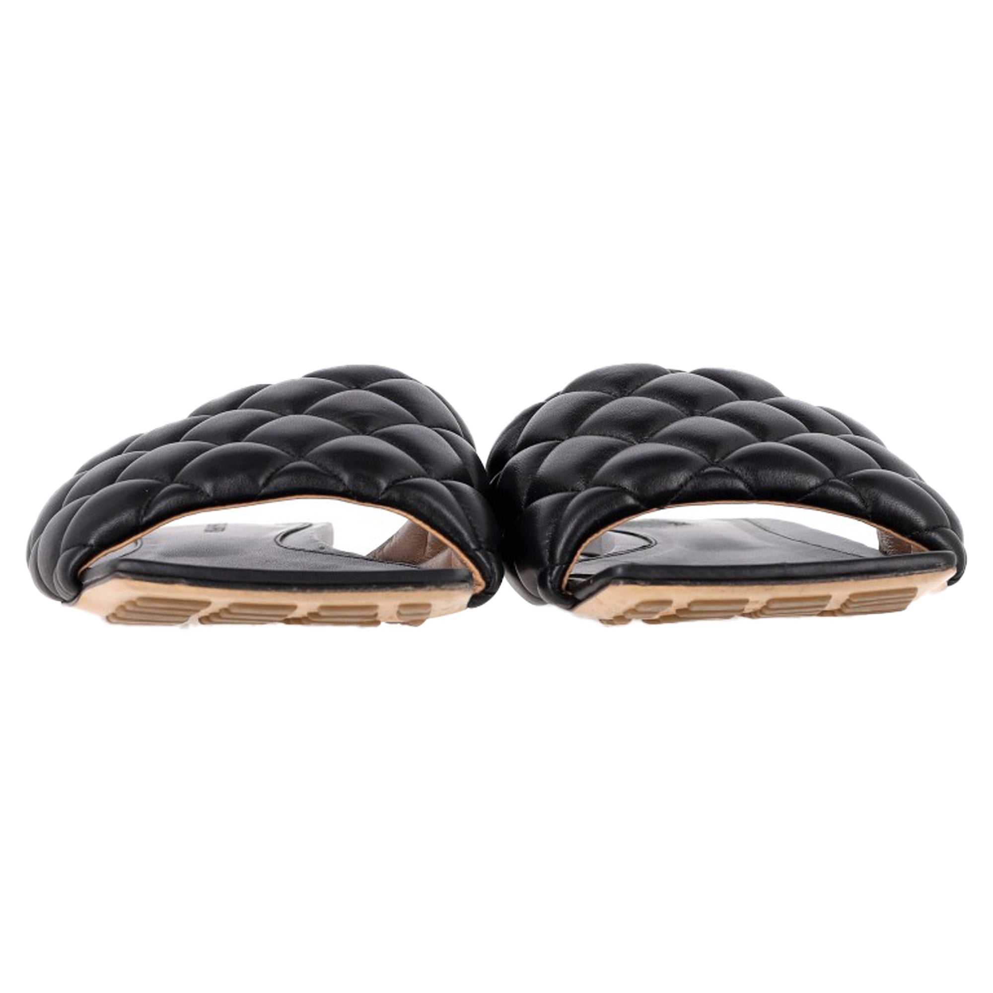 Bottega Veneta Padded Flat Sandals in Black Leather