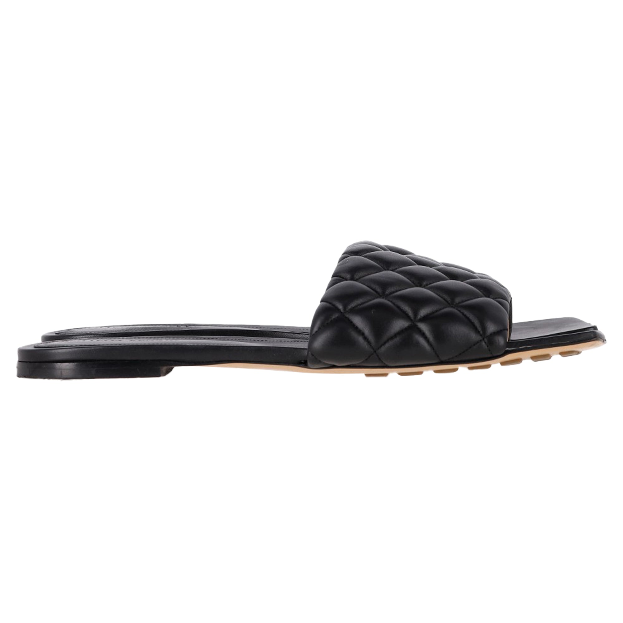 Bottega Veneta Padded Flat Sandals in Black Leather