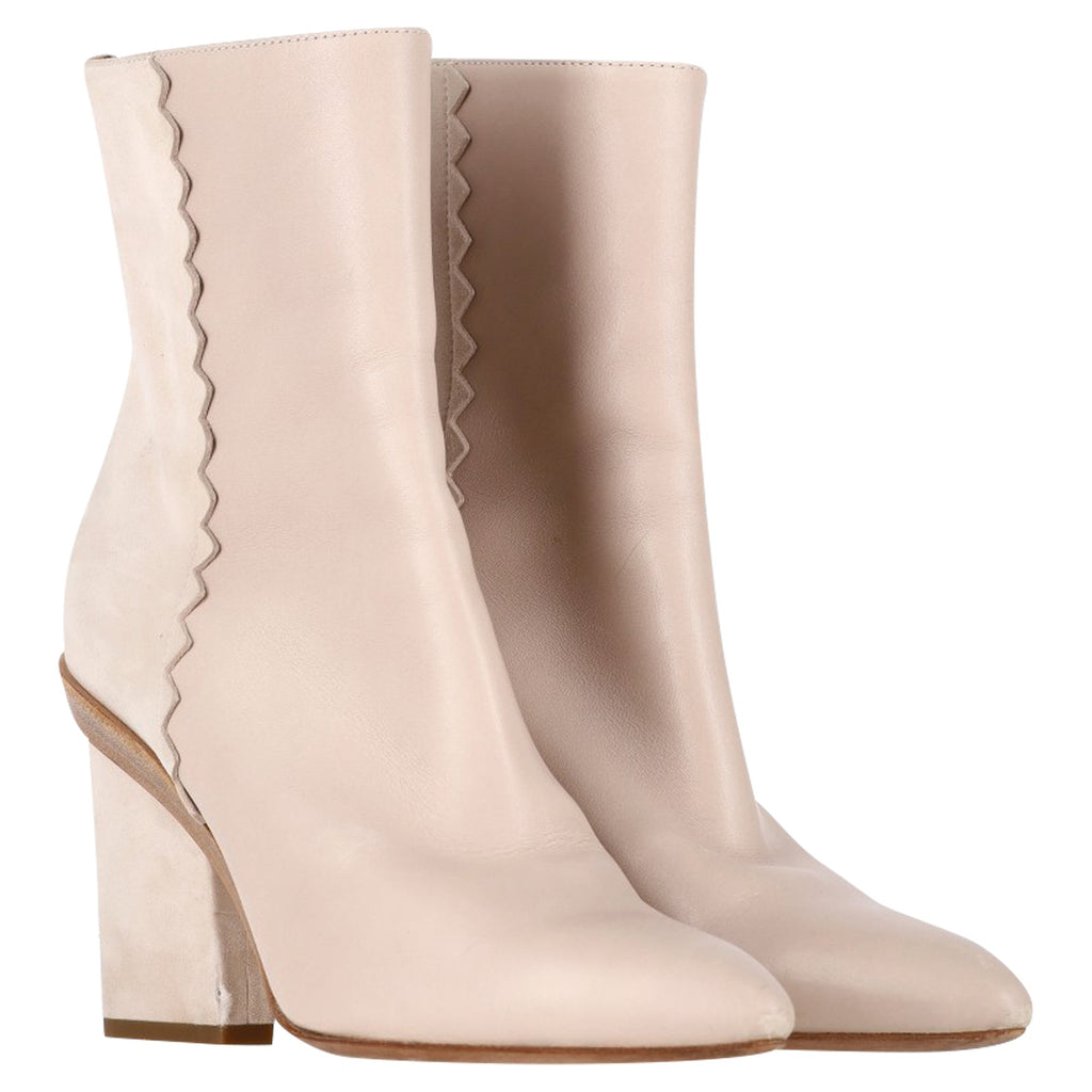 Hermès Proof Ankle Boots in Cream Leather and Suede