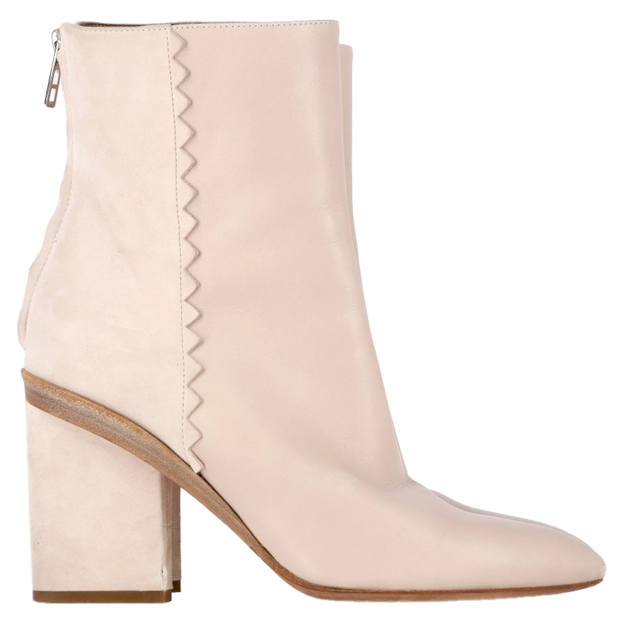 Hermès Proof Ankle Boots in Cream Leather and Suede