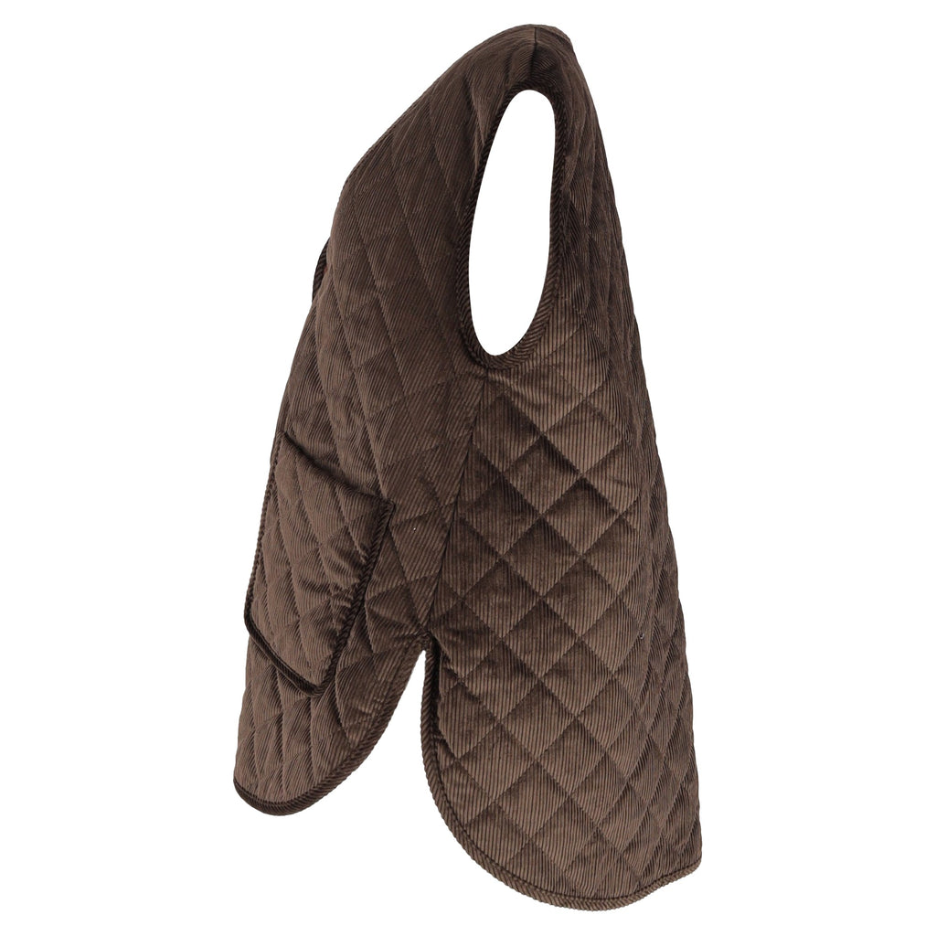 Totême Quilted Oversized Vest In Brown Corduroy