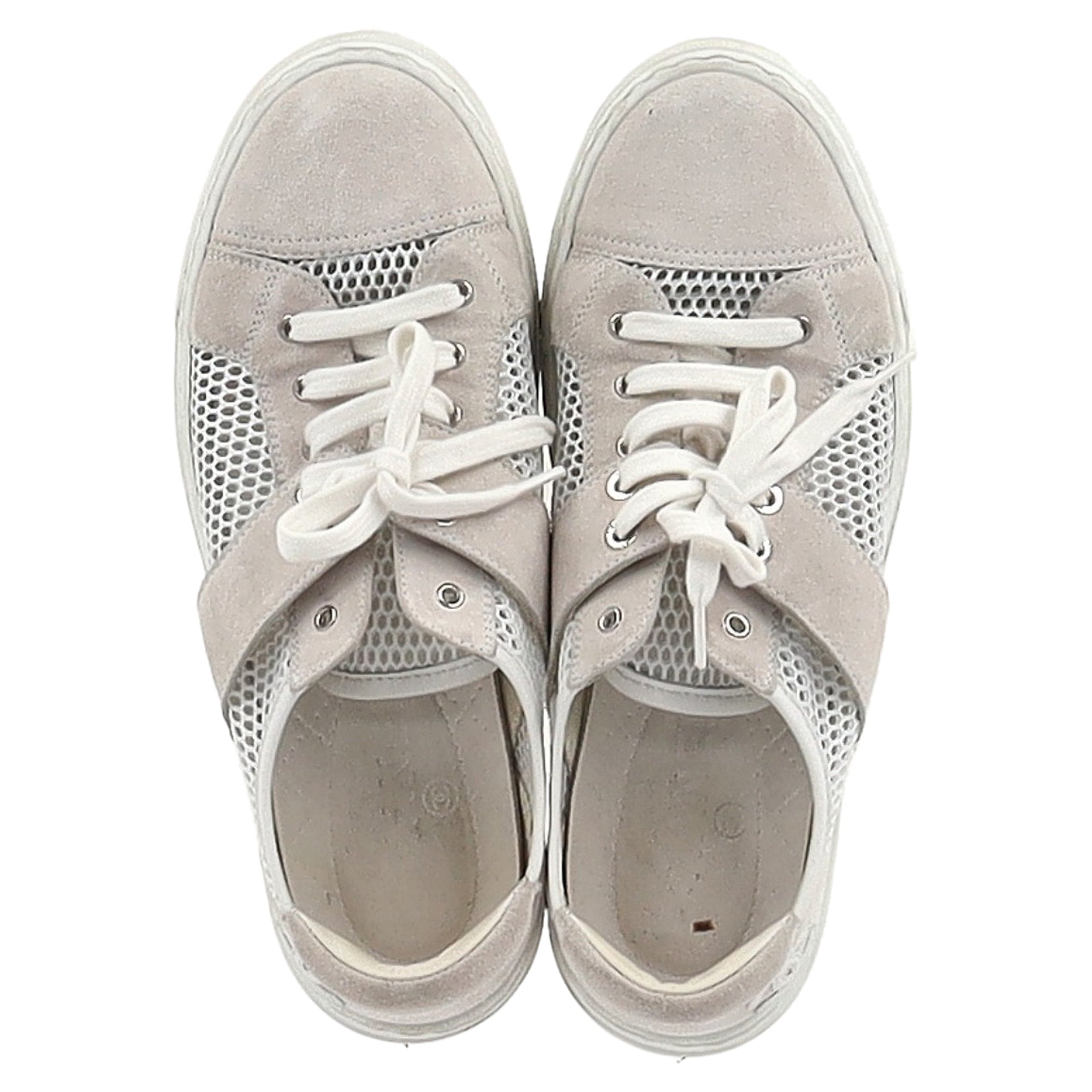 Women's Chanel CC Low-Top Sneakers in Grey Suede and Mesh