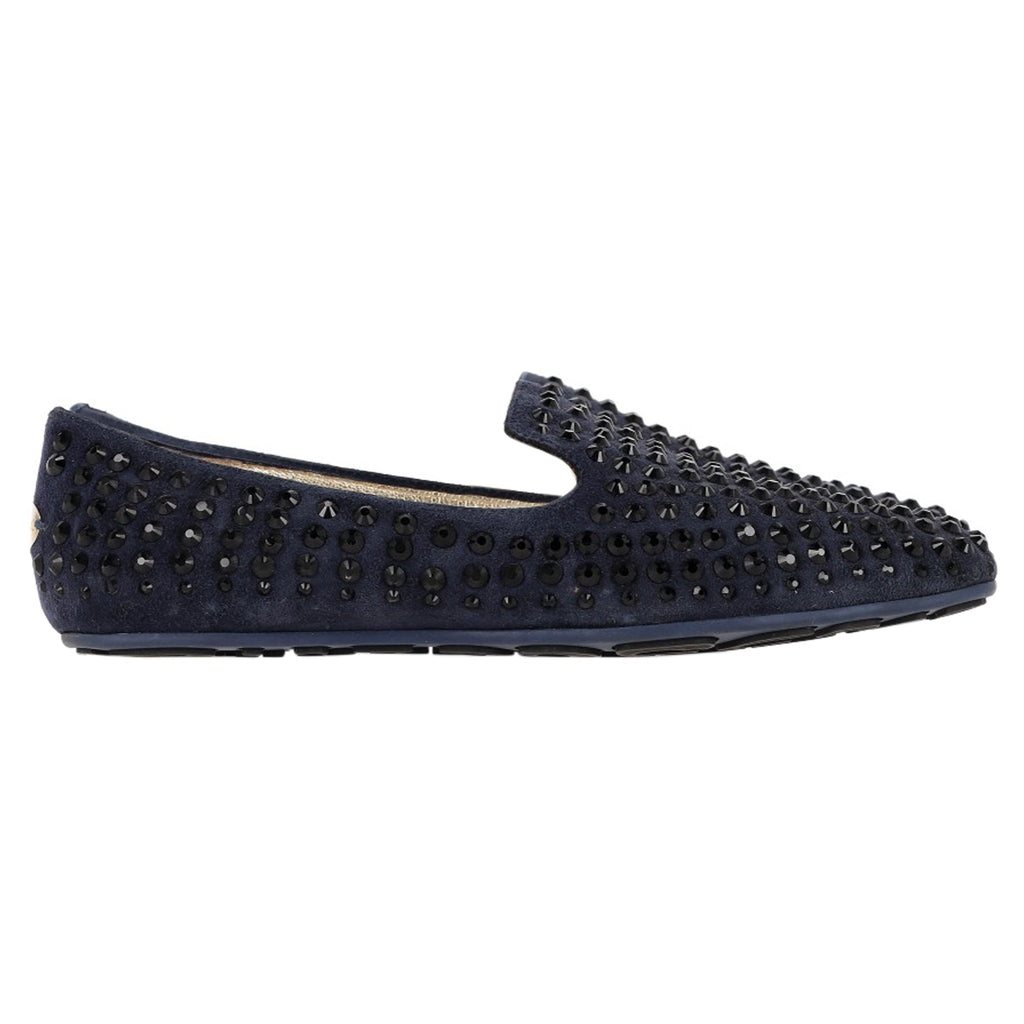 Women's Jimmy Choo Studded Loafers in Navy Blue Suede