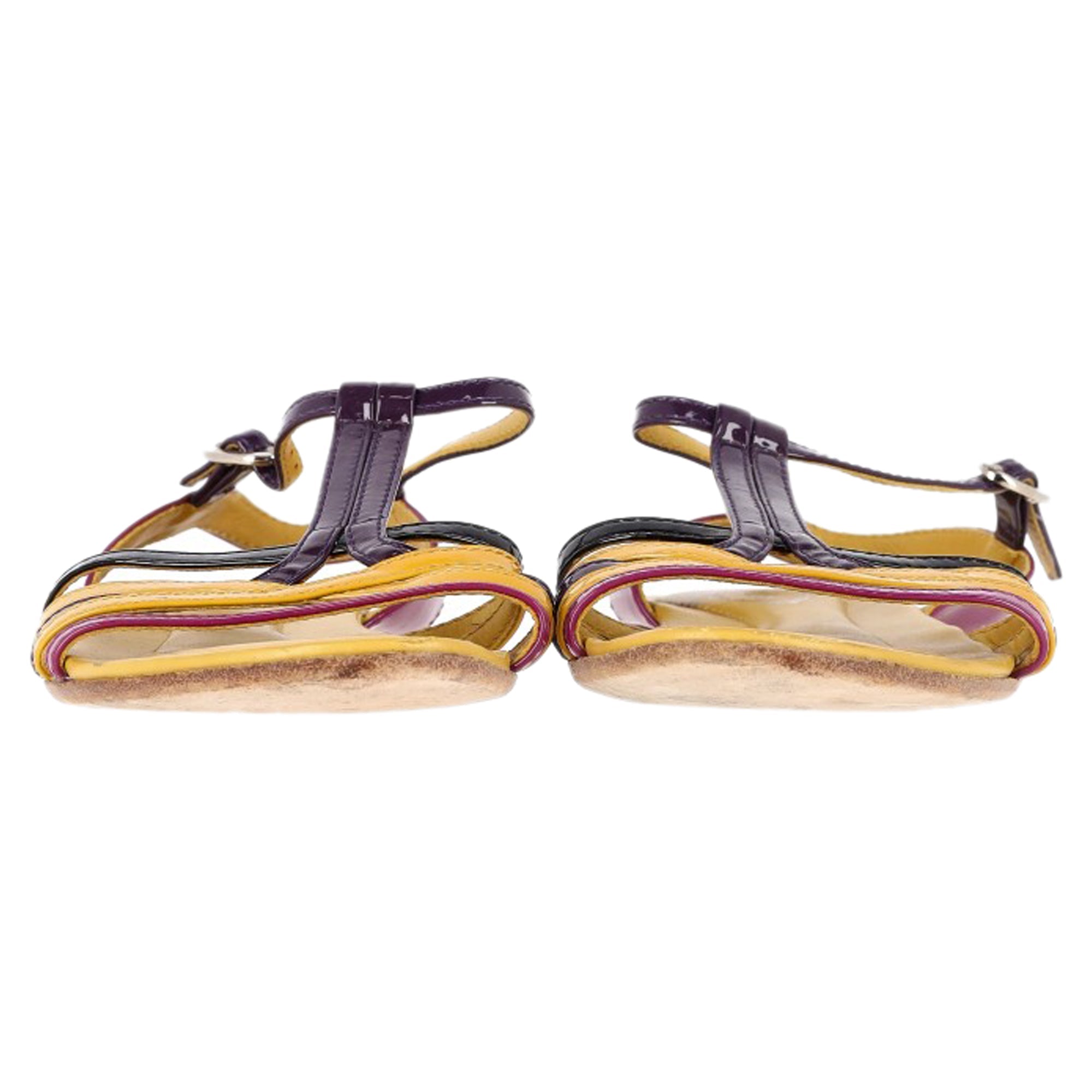 Women's  Tod's Strappy Flat Sandals in Multicolor Patent Leather