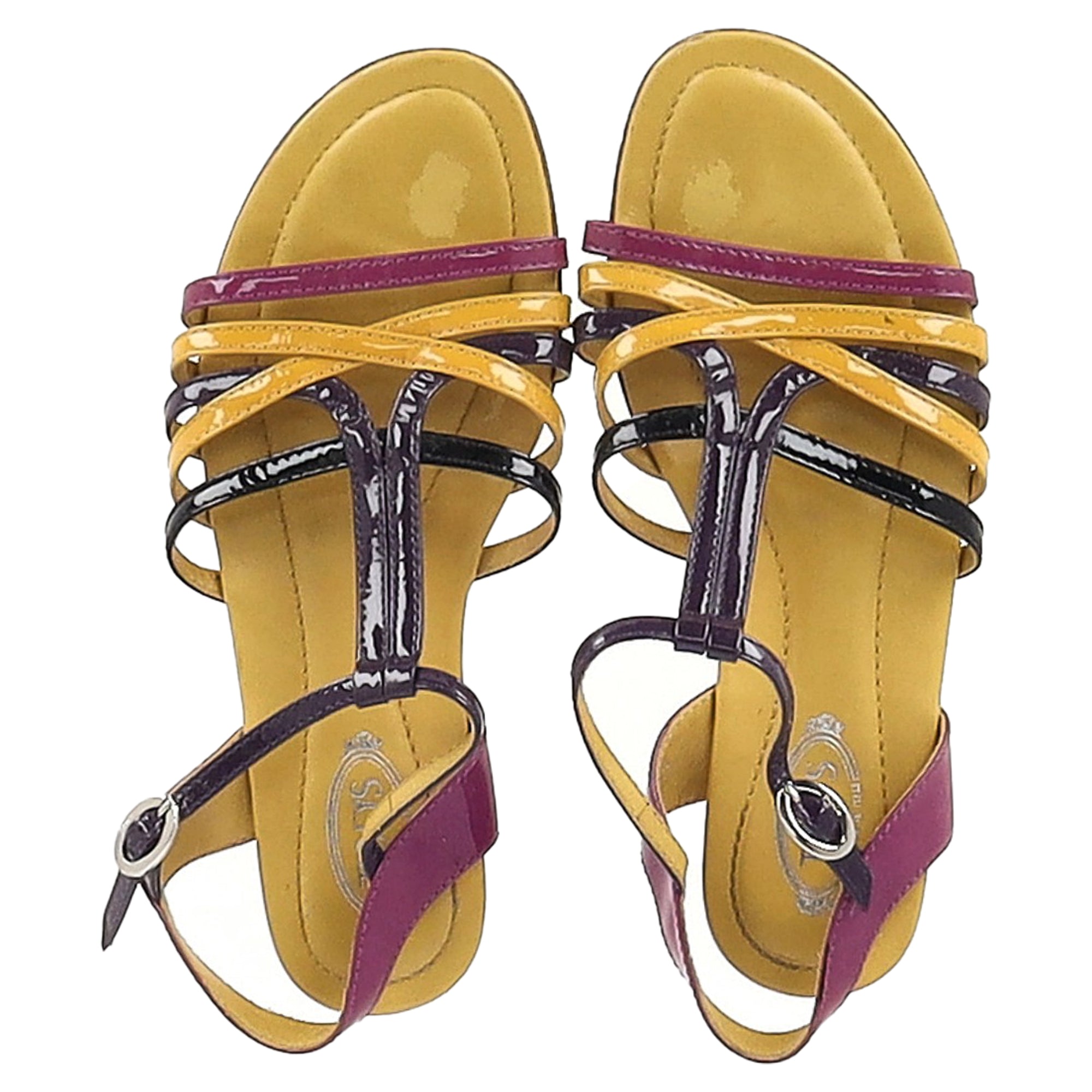 Women's  Tod's Strappy Flat Sandals in Multicolor Patent Leather