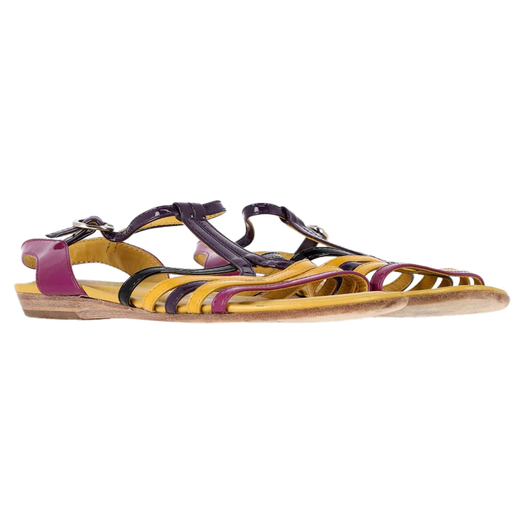 Women's  Tod's Strappy Flat Sandals in Multicolor Patent Leather