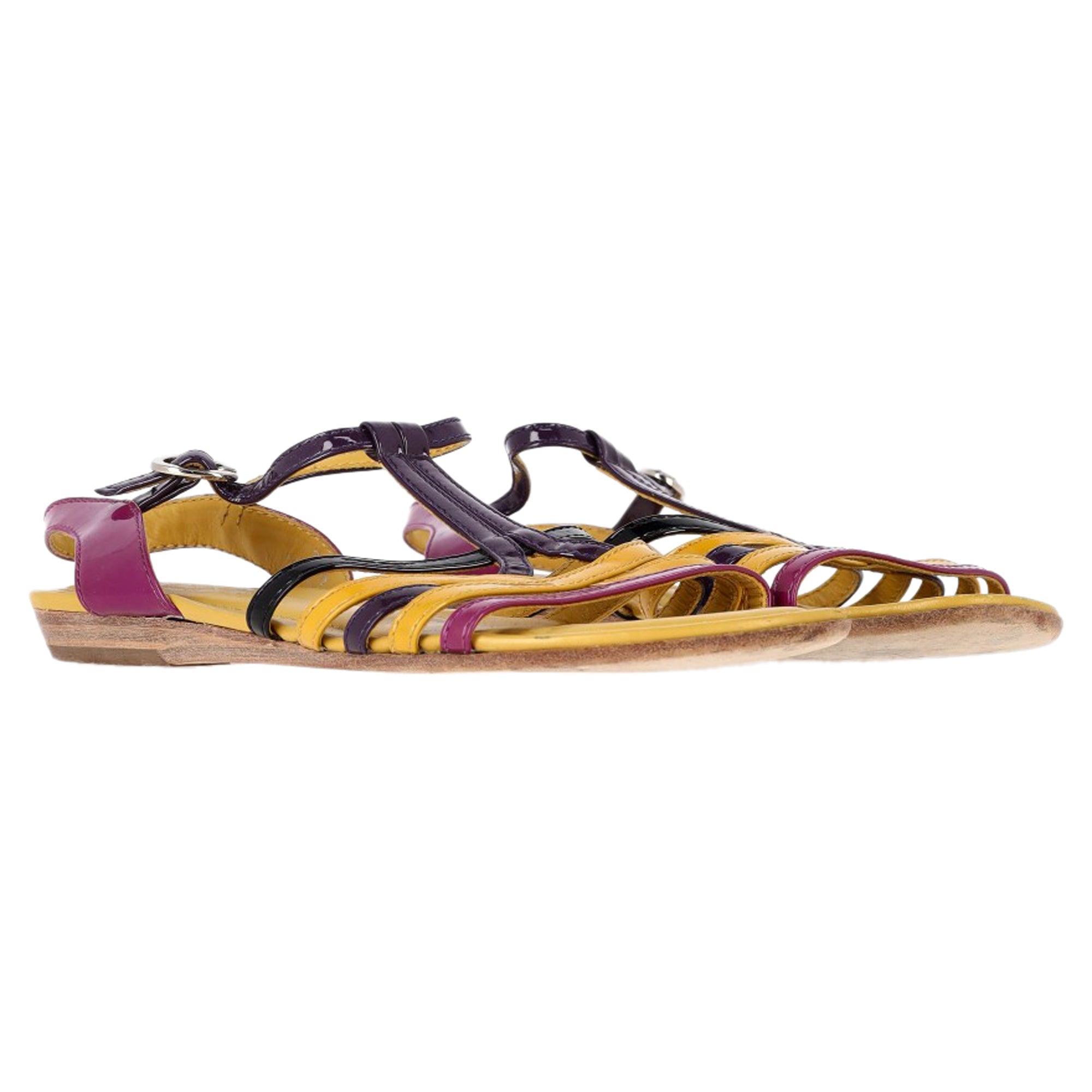 Women's  Tod's Strappy Flat Sandals in Multicolor Patent Leather