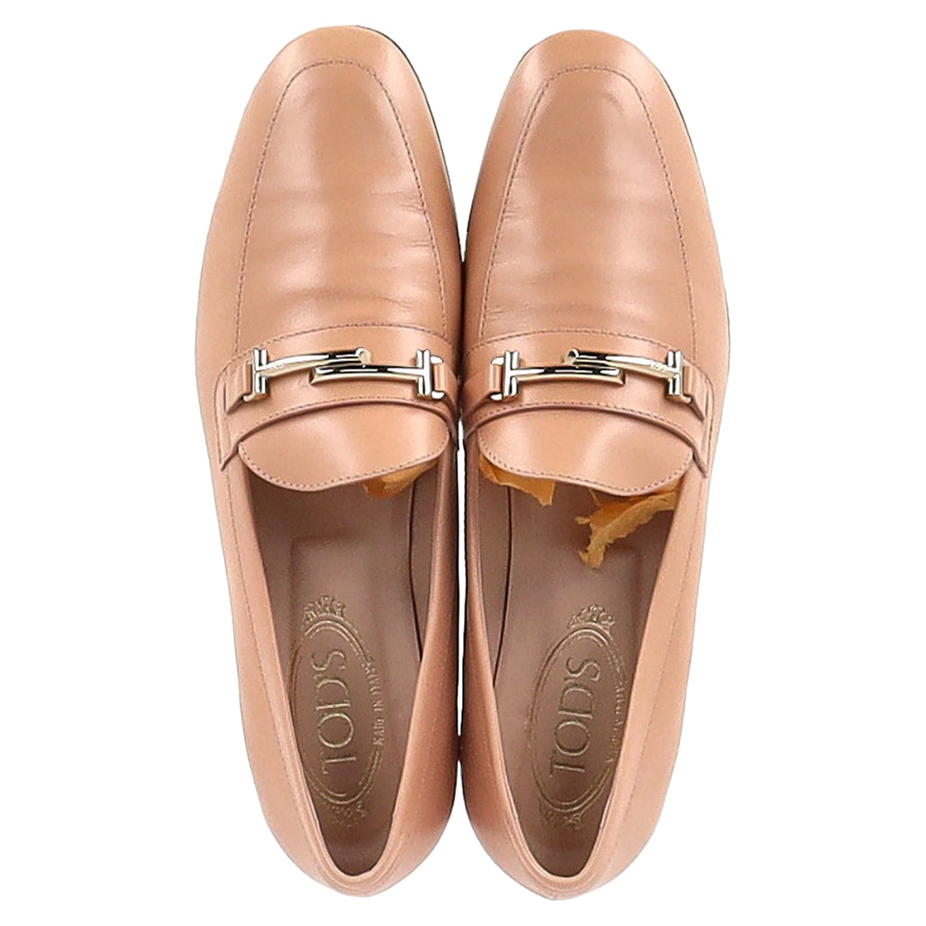 Women's Tod's Double-T Loafers in Beige Leather