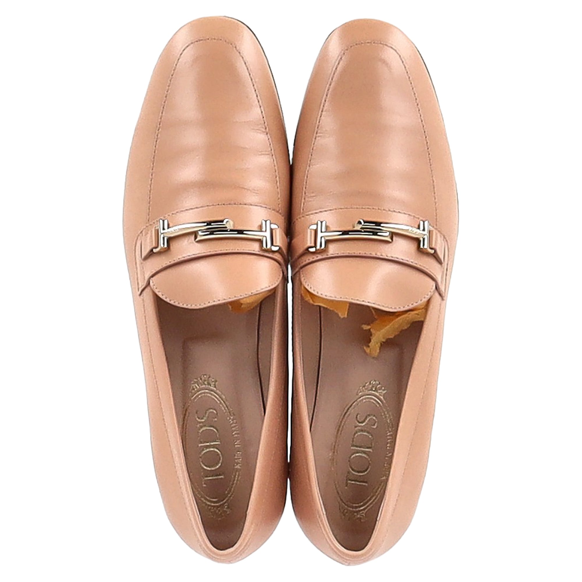 Women's Tod's Double-T Loafers in Beige Leather