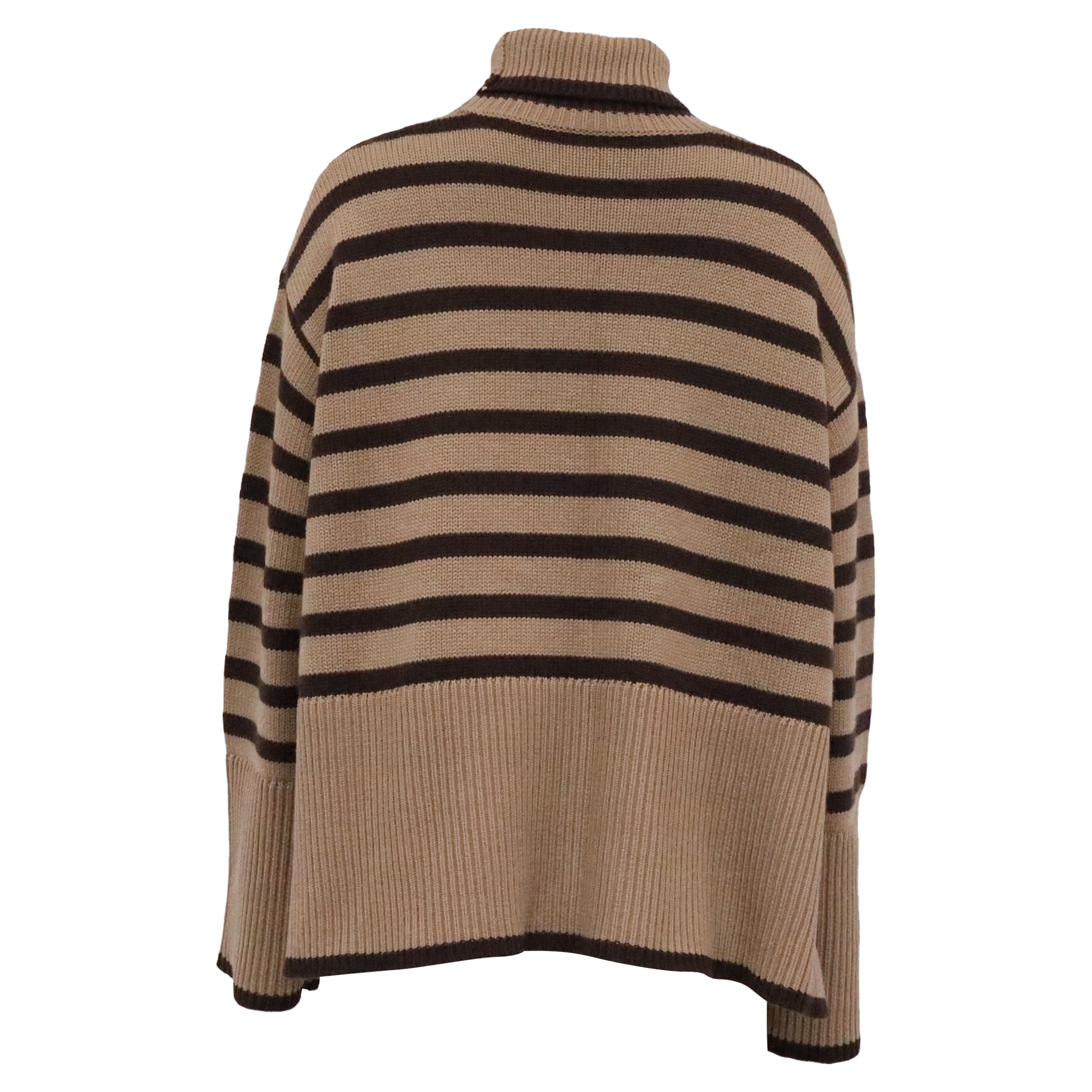Totême Striped Turtleneck Oversized Sweater in Brown Wool