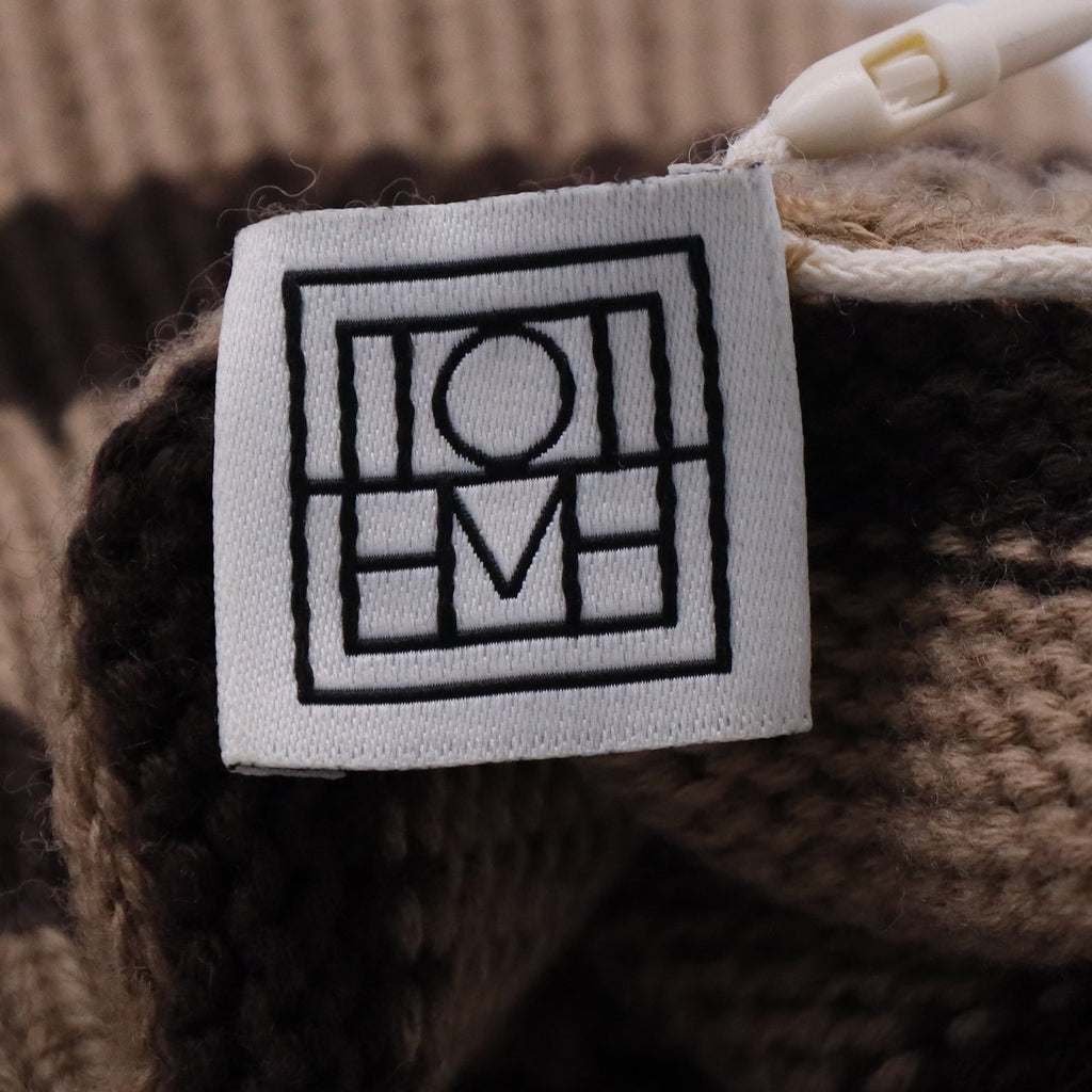 Totême Striped Turtleneck Oversized Sweater in Brown Wool