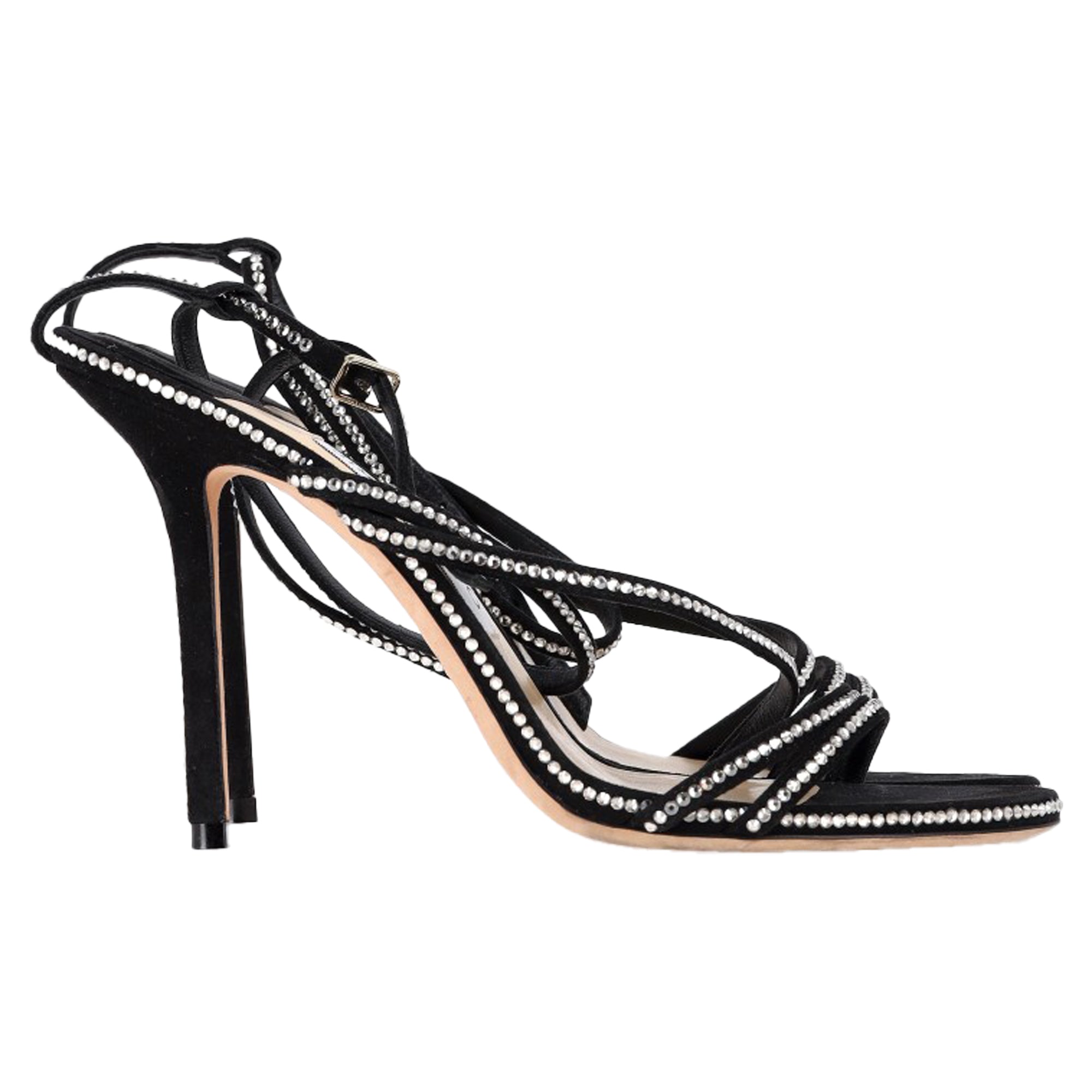 Women's Jimmy Choo Embellished Strappy Sandal Heels in Black Suede
