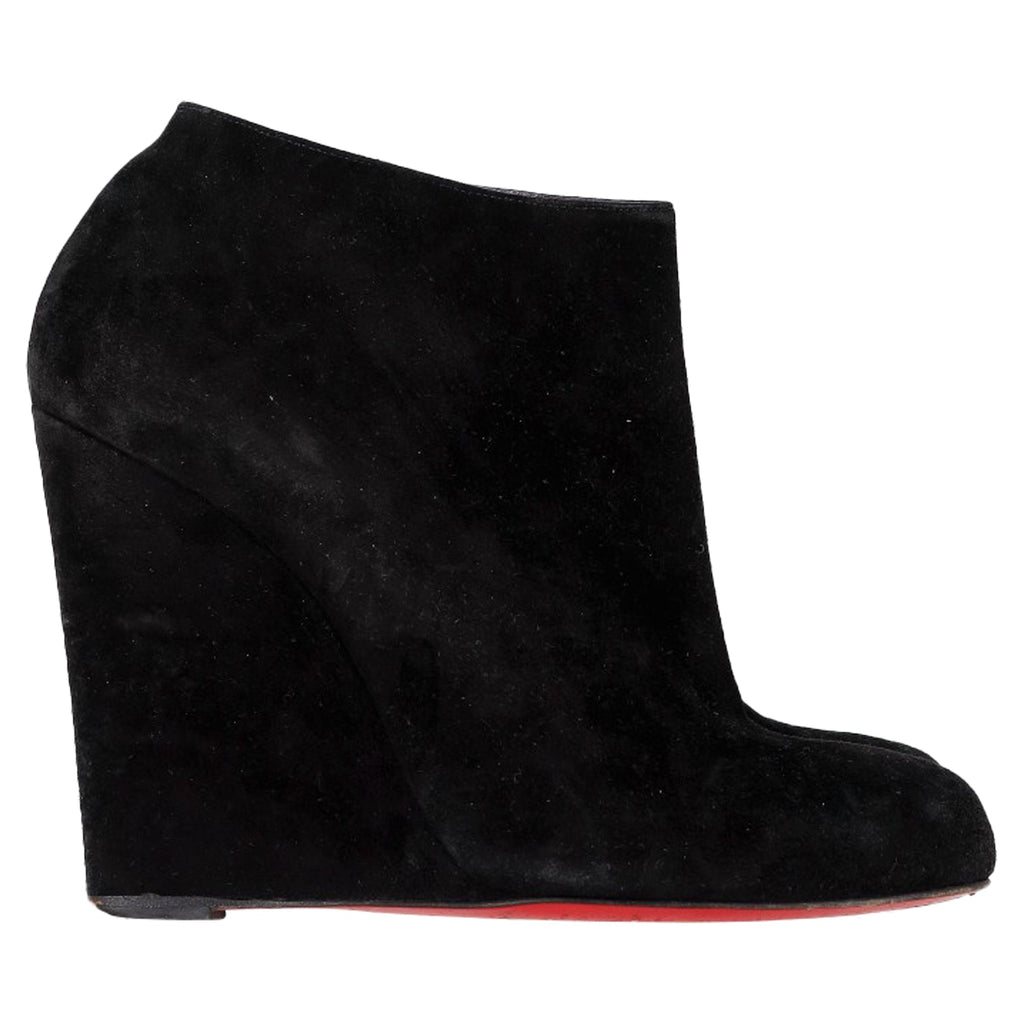 Women's Christian Louboutin Belle Zeppa Wedge Ankle Boots in Black Suede