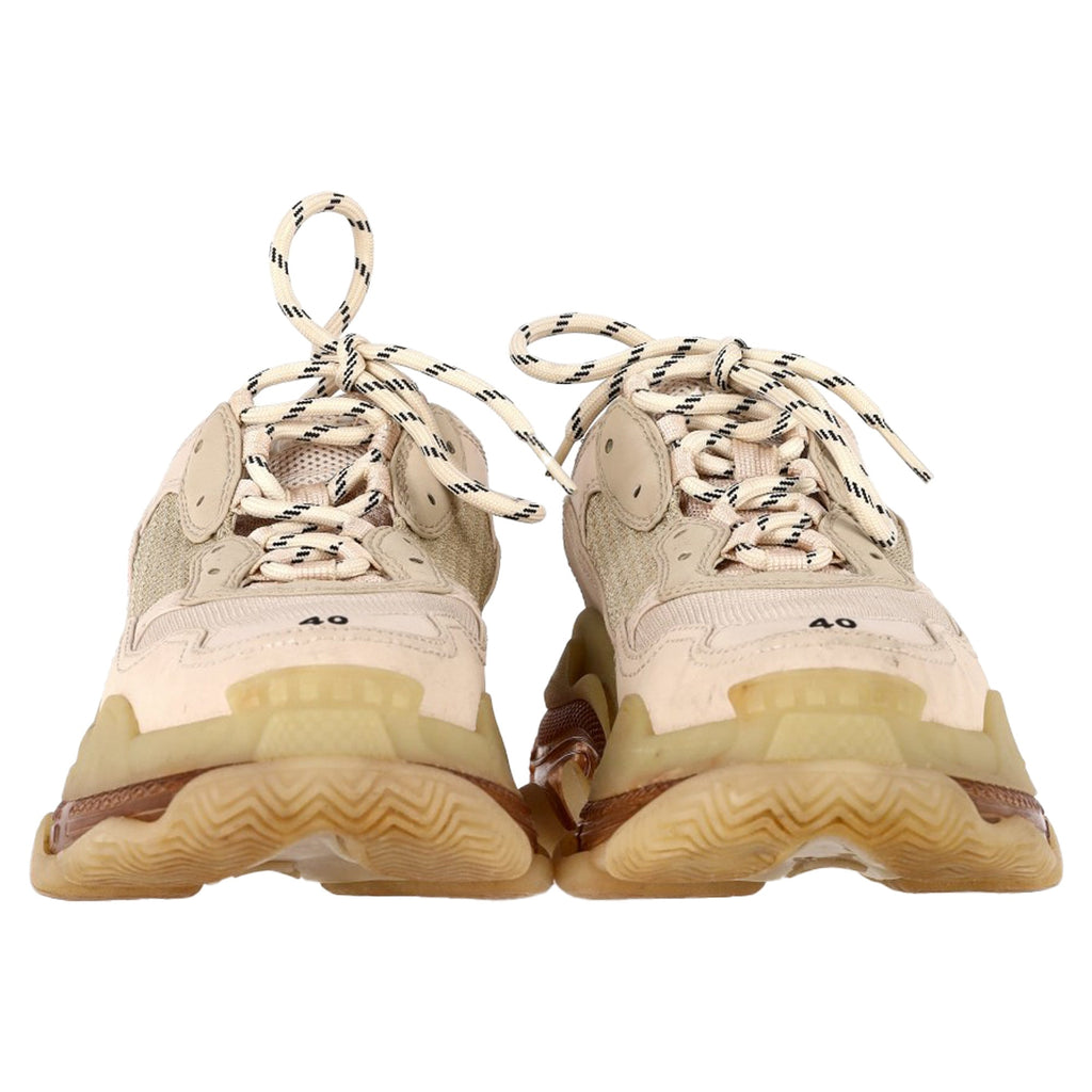 Women's Balenciaga Triple S Clear Sole Sneakers in Beige Polyester