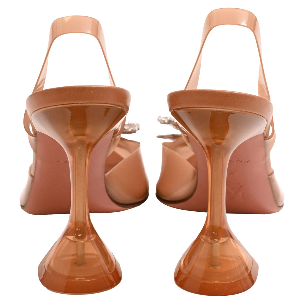 Amina Muaddi Rosie 95 Slingback Pumps in Brown PVC