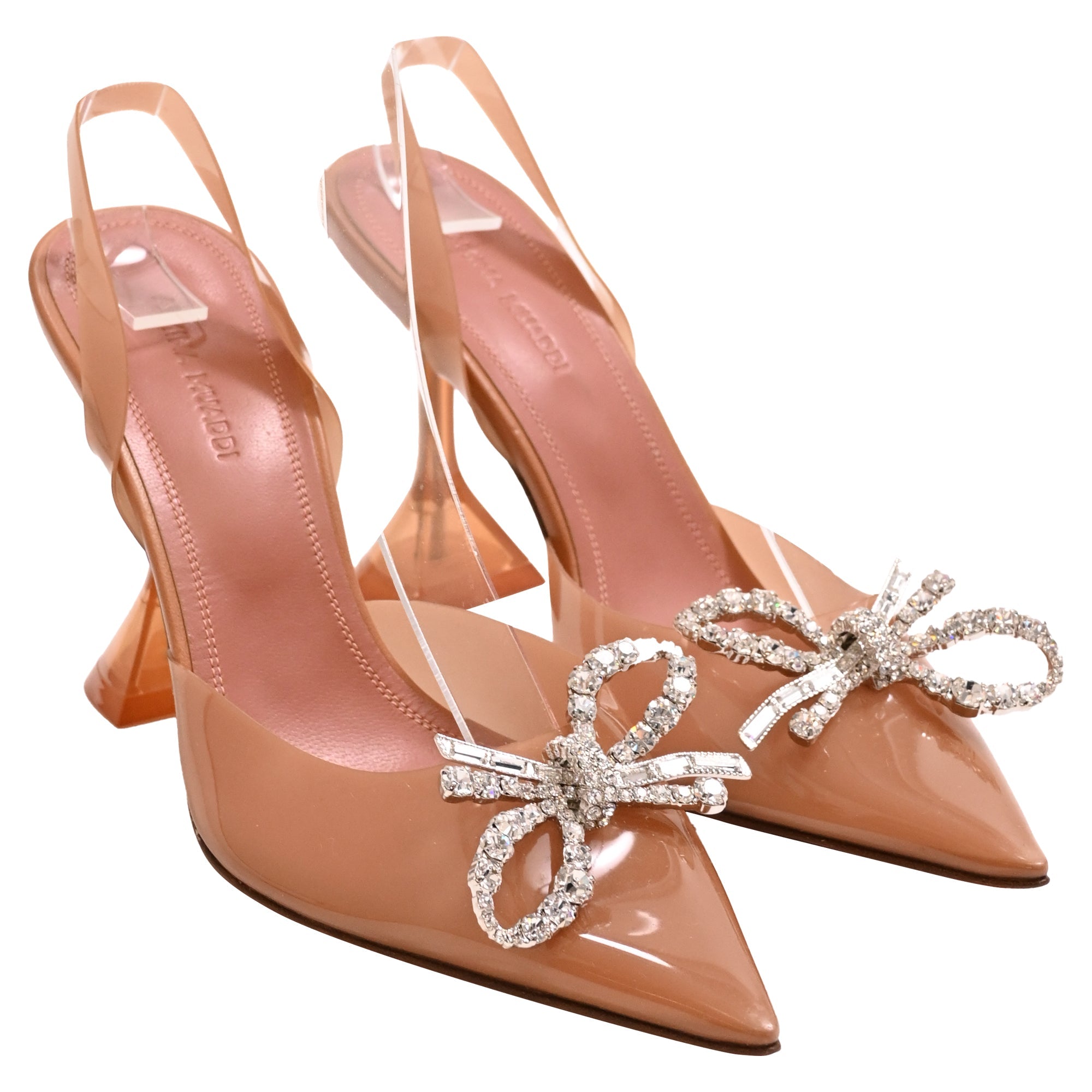 Amina Muaddi Rosie 95 Slingback Pumps in Brown PVC