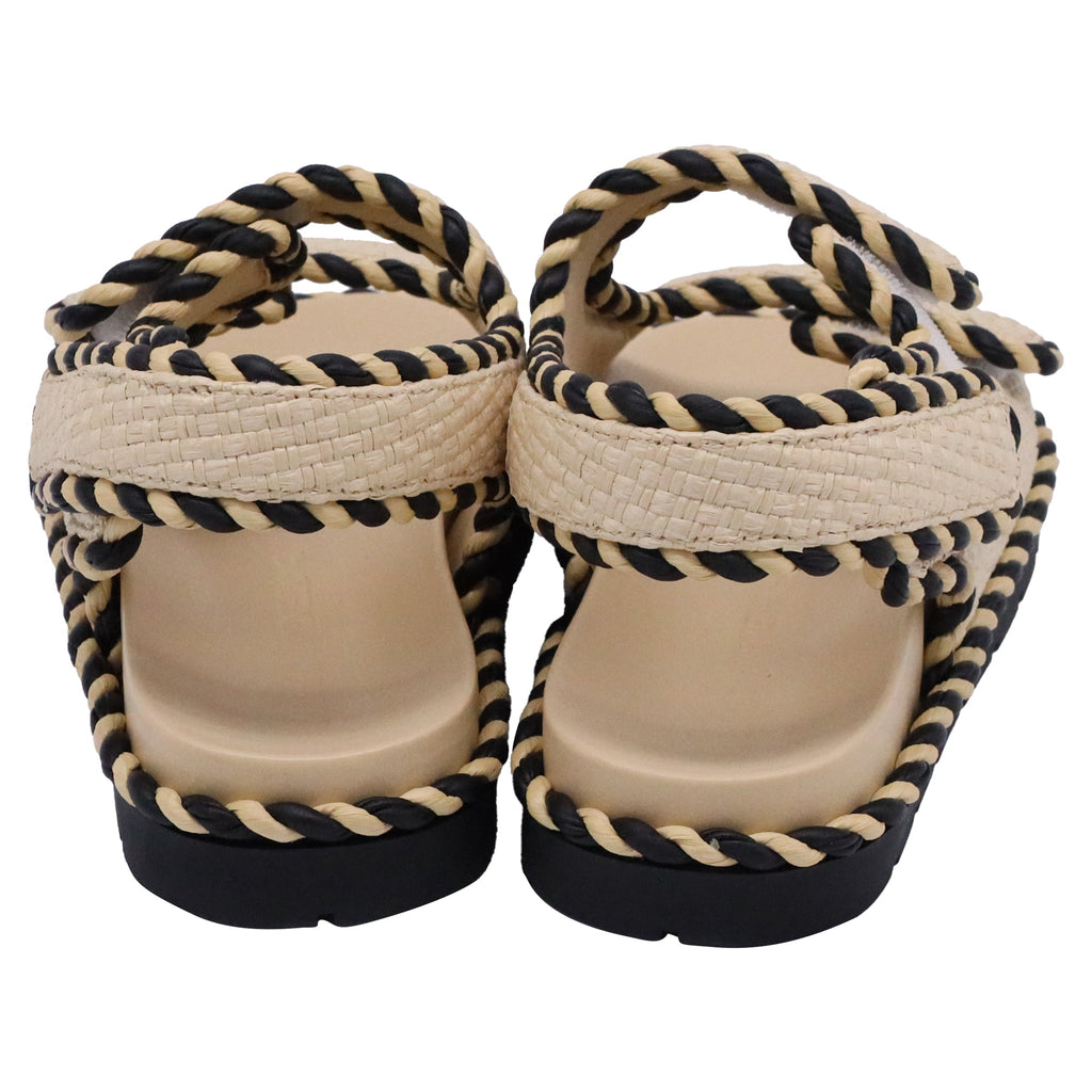 Women's Bottega Veneta Jack Woven Slingback Sandals in Beige Raffia