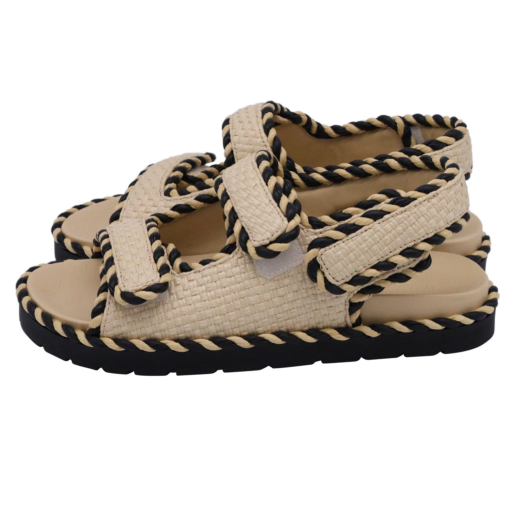 Women's Bottega Veneta Jack Woven Slingback Sandals in Beige Raffia