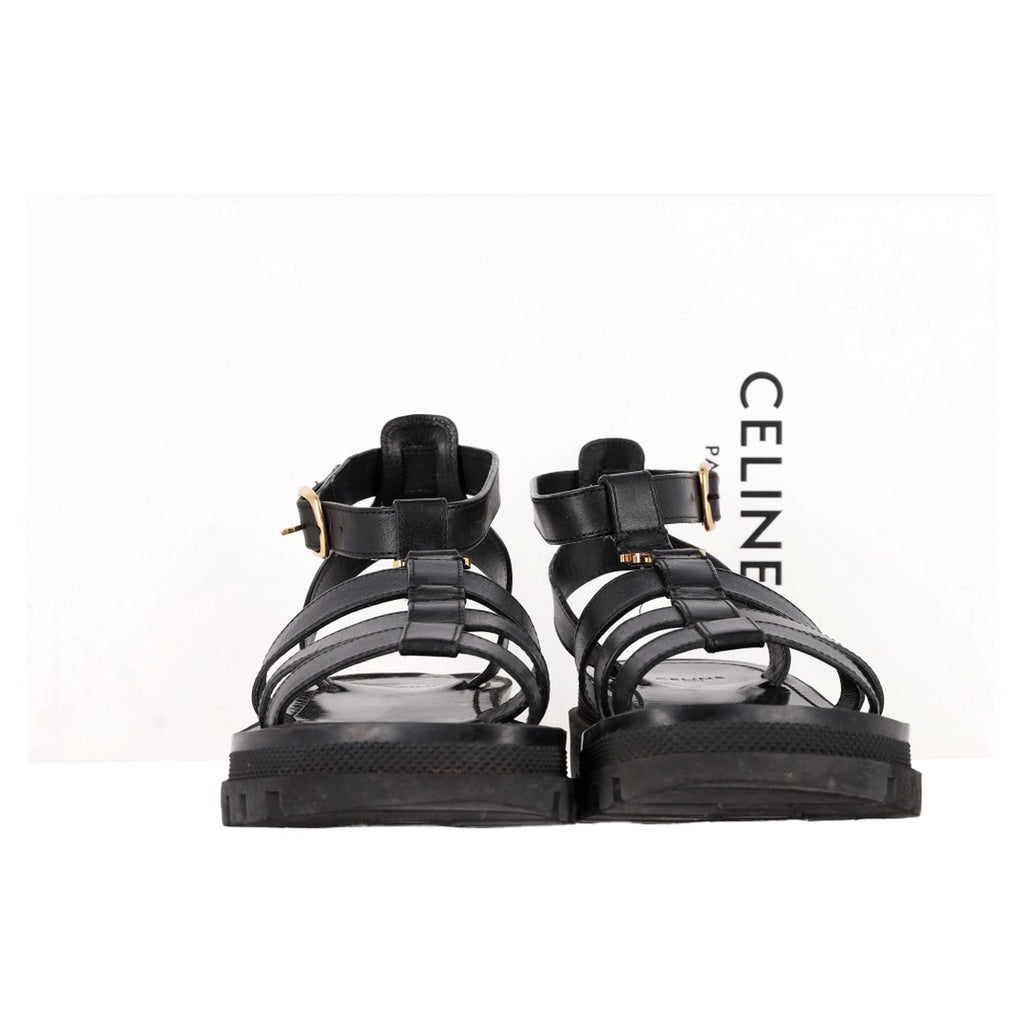 Celine Clea Gladiator Sandals in Black Leather