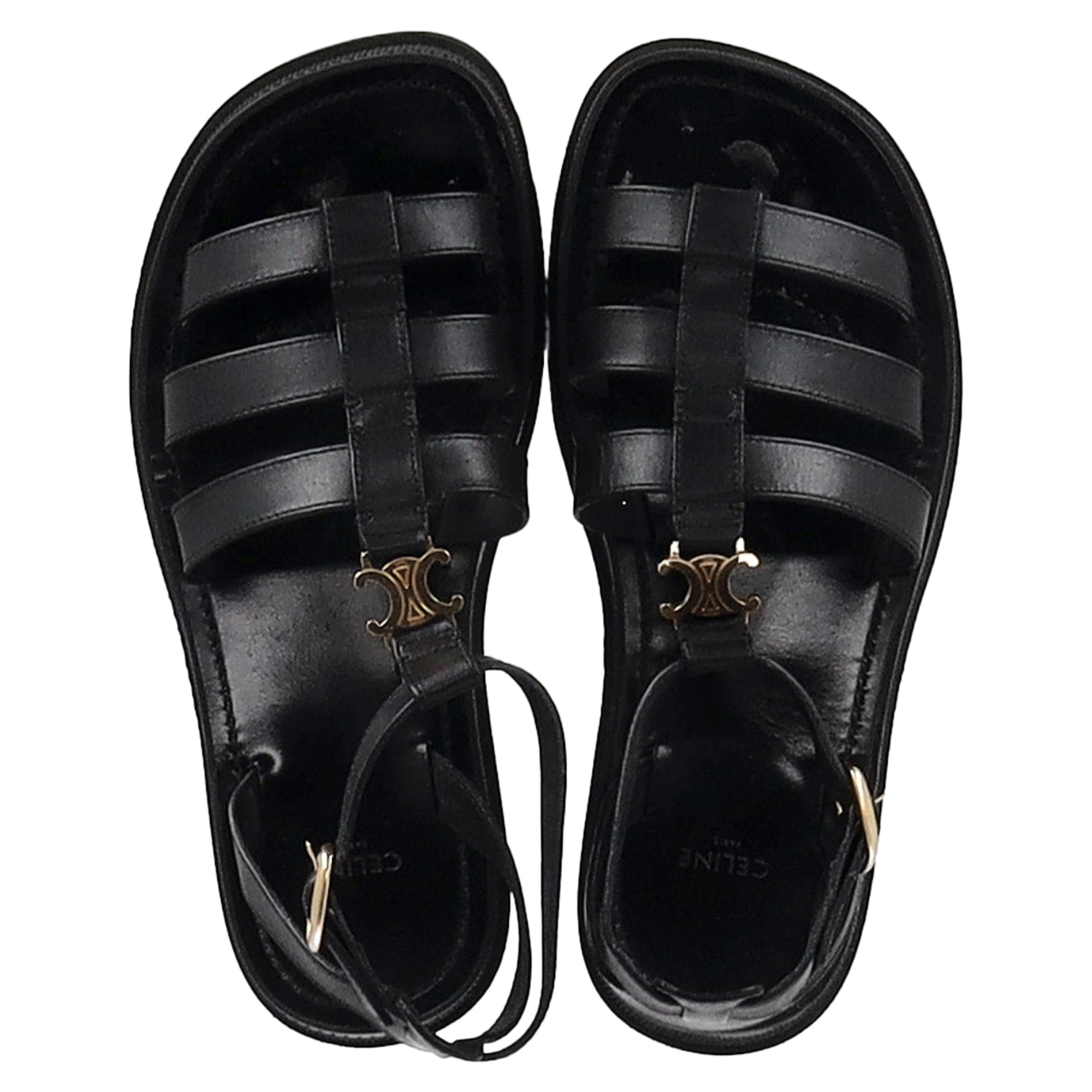 Celine Clea Gladiator Sandals in Black Leather