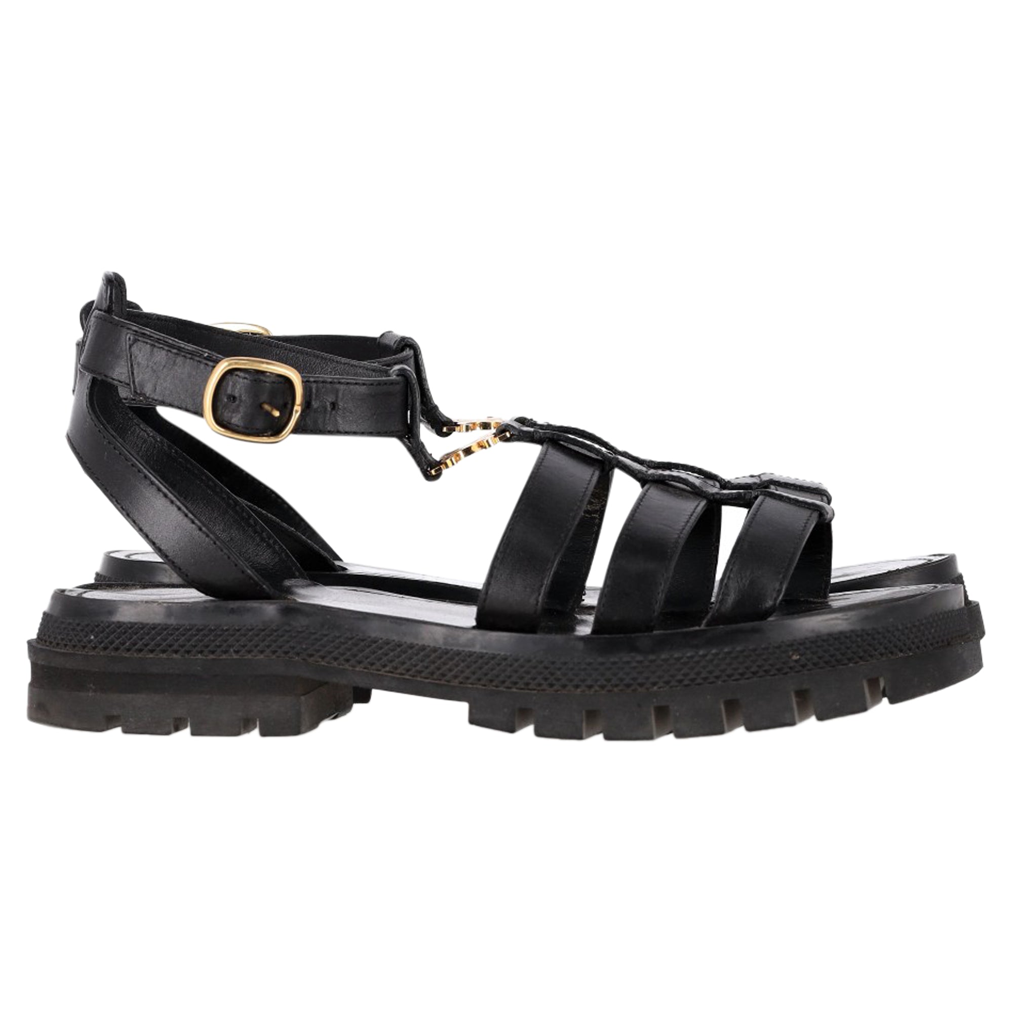 Celine Clea Gladiator Sandals in Black Leather