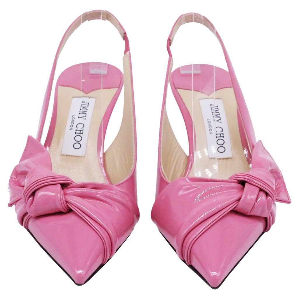 Jimmy Choo Elinor SB 65 Pointed-Toe Slingback Pumps in Pink Patent Leather