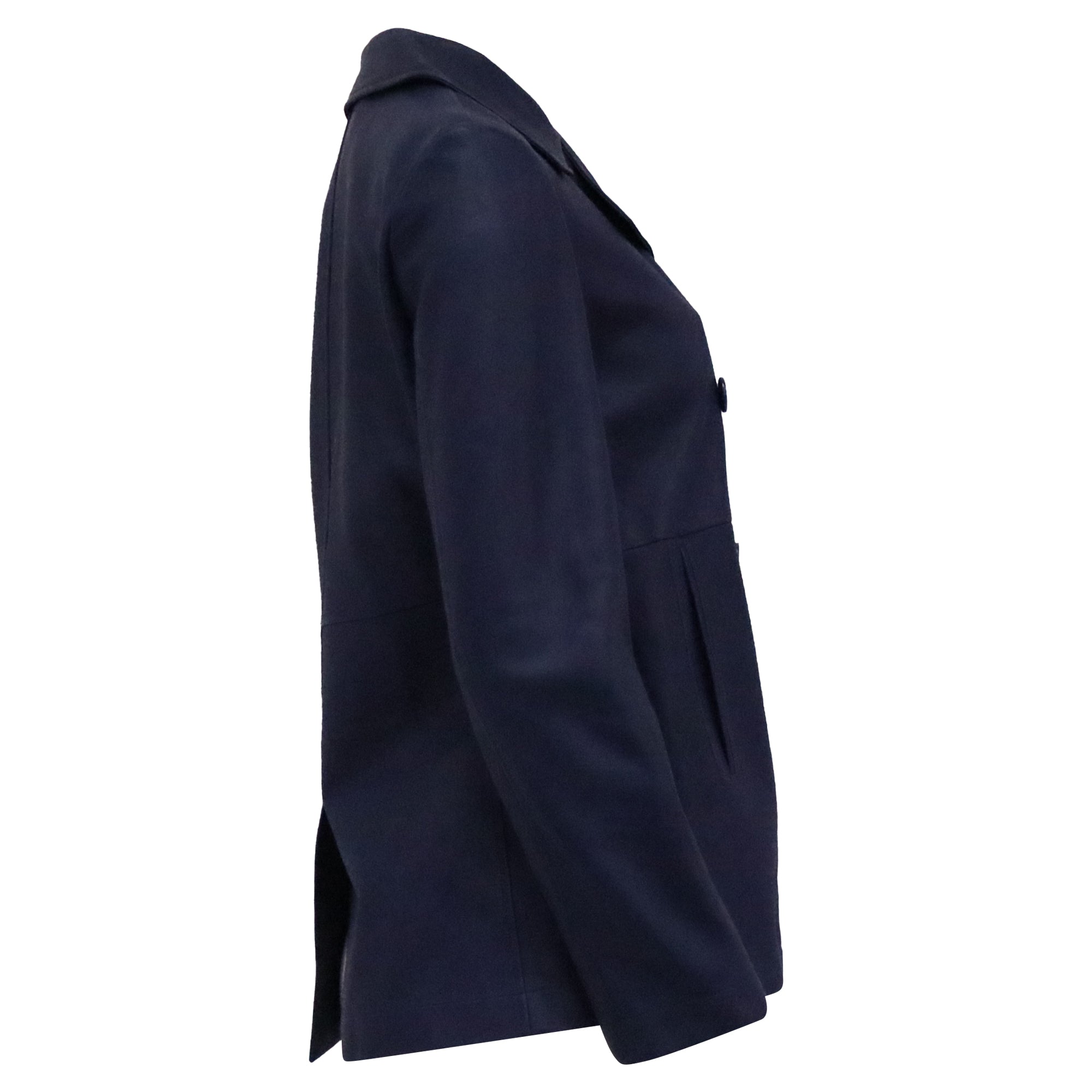 Loro Piana Double Breasted Coat in Navy Blue Lambskin Leather