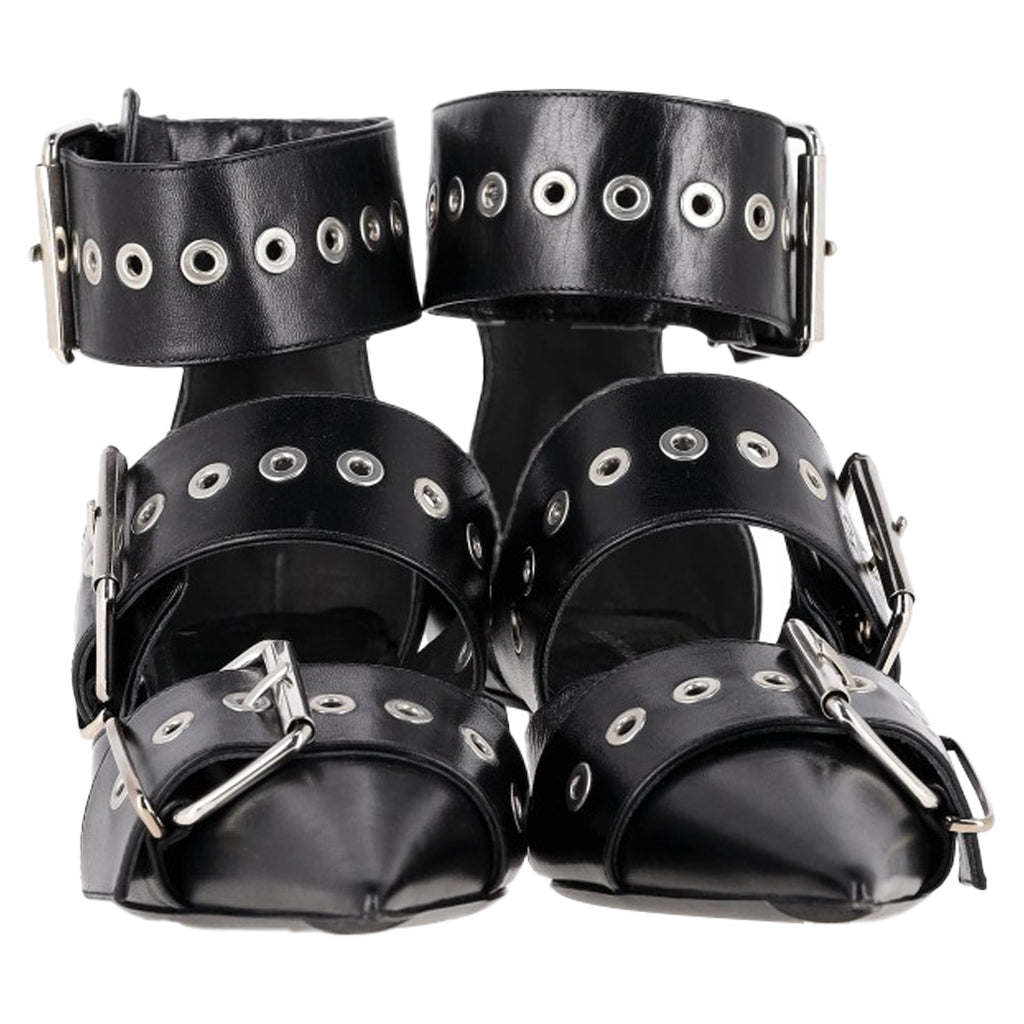 Balenciaga Belt Buckle Stiletto Pumps in Black Leather