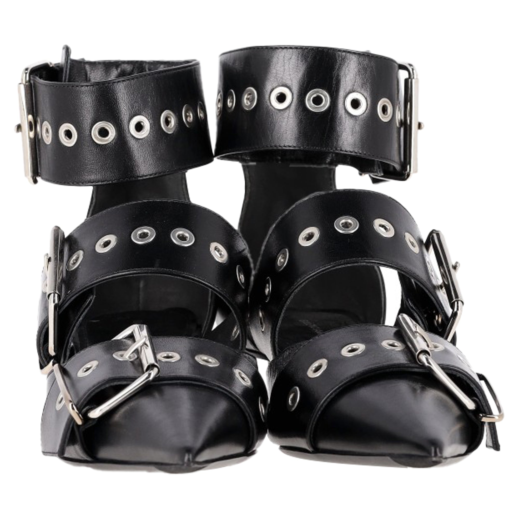 Balenciaga Belt Buckle Stiletto Pumps in Black Leather