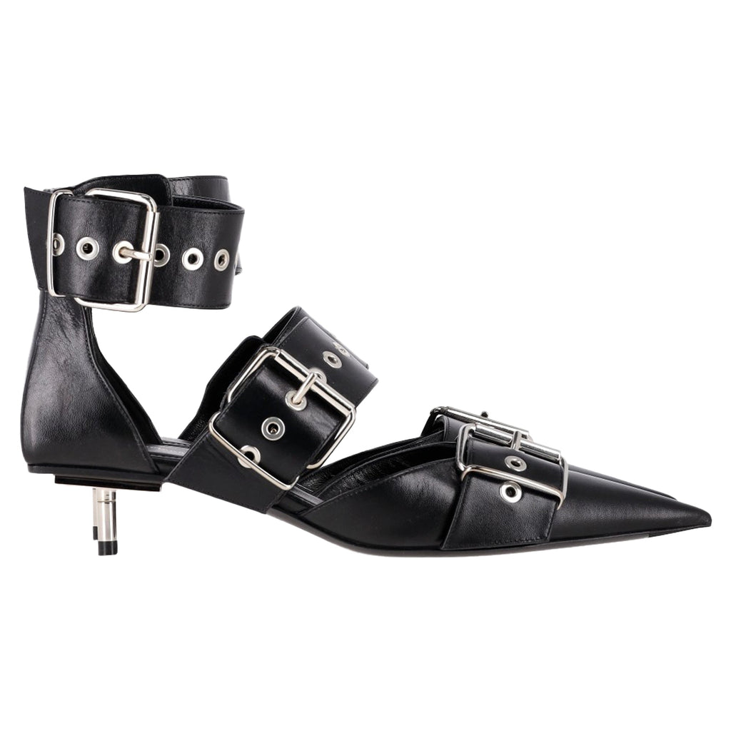 Balenciaga Belt Buckle Stiletto Pumps in Black Leather