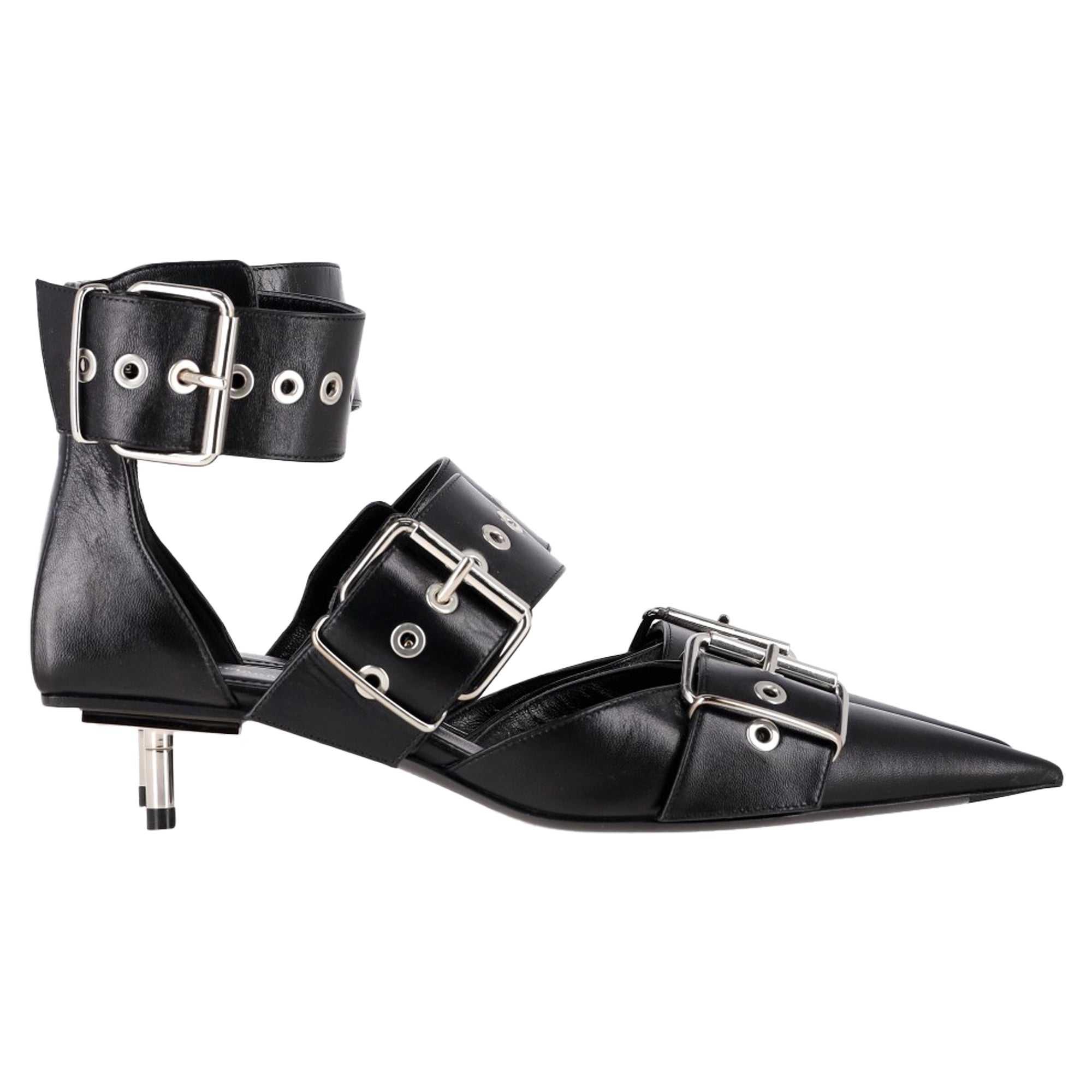 Balenciaga Belt Buckle Stiletto Pumps in Black Leather