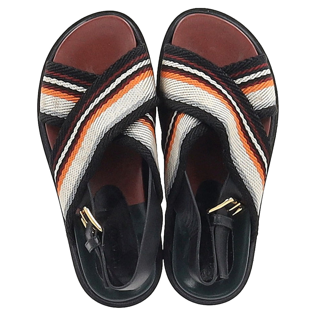 Marni Fussbett Sandals in Multicolor Leather and Canvas