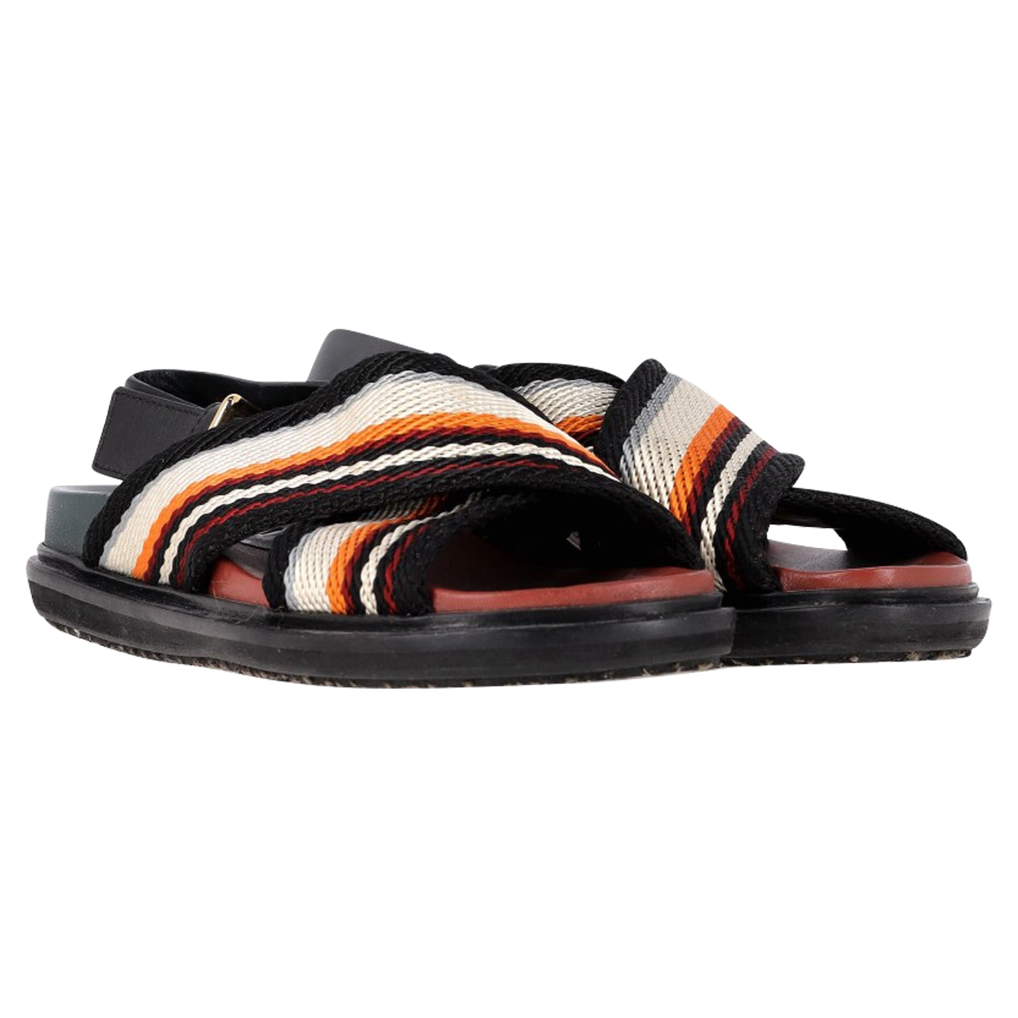 Marni Fussbett Sandals in Multicolor Leather and Canvas