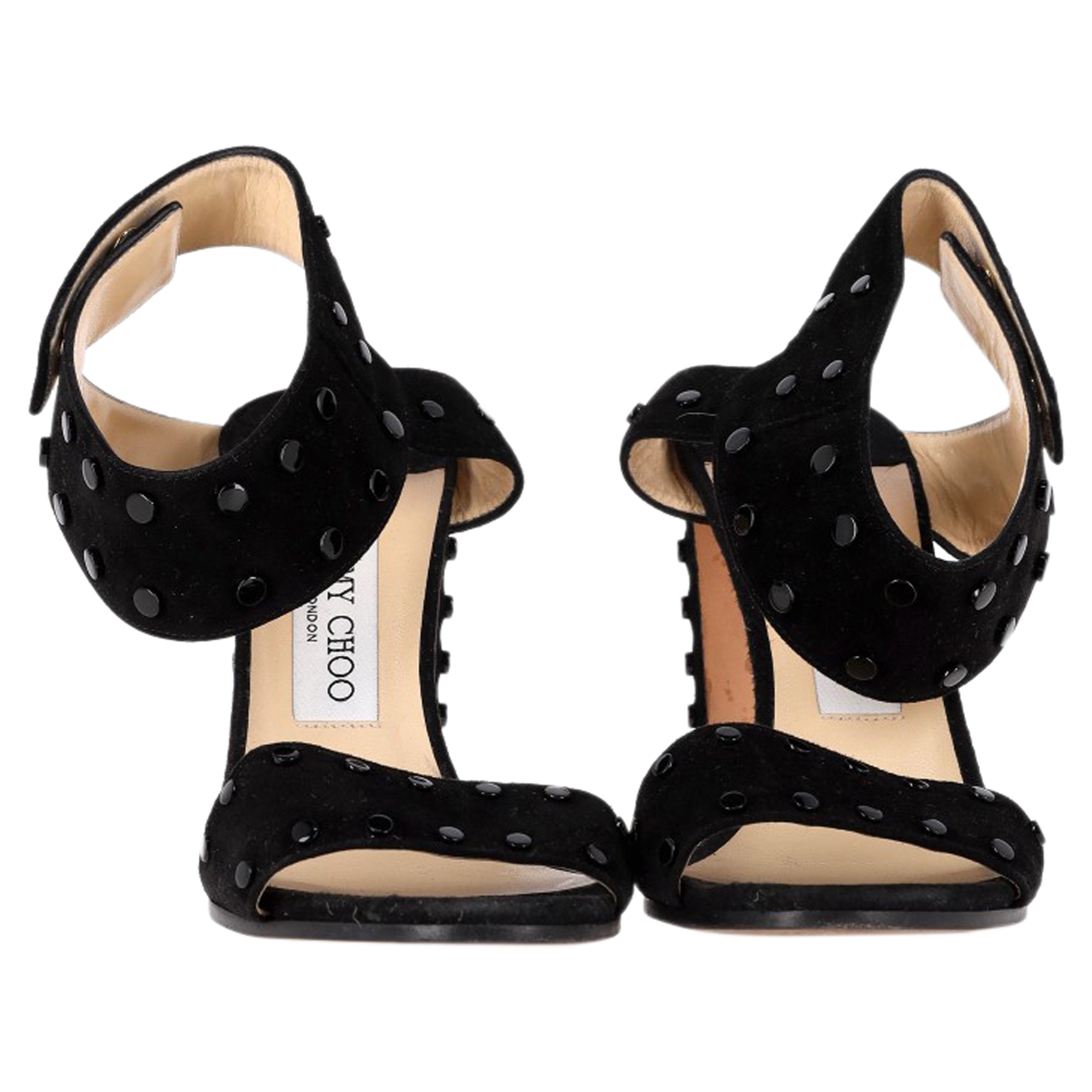 Jimmy Choo Veto 100 Sandals With Silver Studs in Black Suede