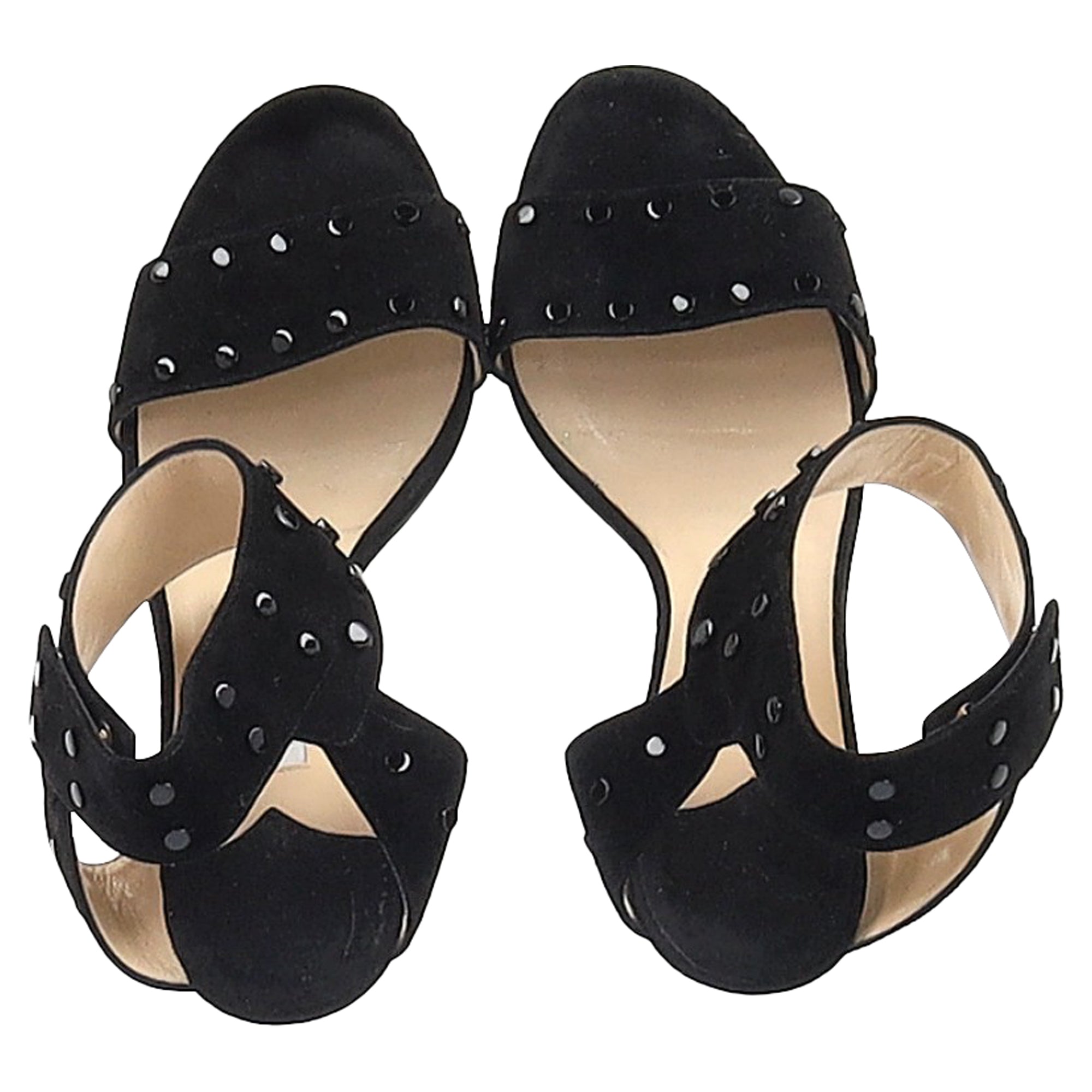 Jimmy Choo Veto 100 Sandals With Silver Studs in Black Suede