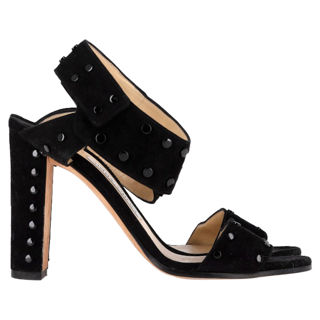 Jimmy Choo Veto 100 Sandals With Silver Studs in Black Suede