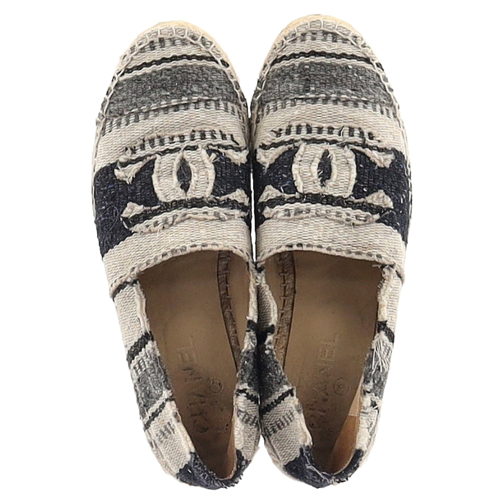Chanel Striped Cap Toe CC Espadrille Flats in Multicolor Canvas