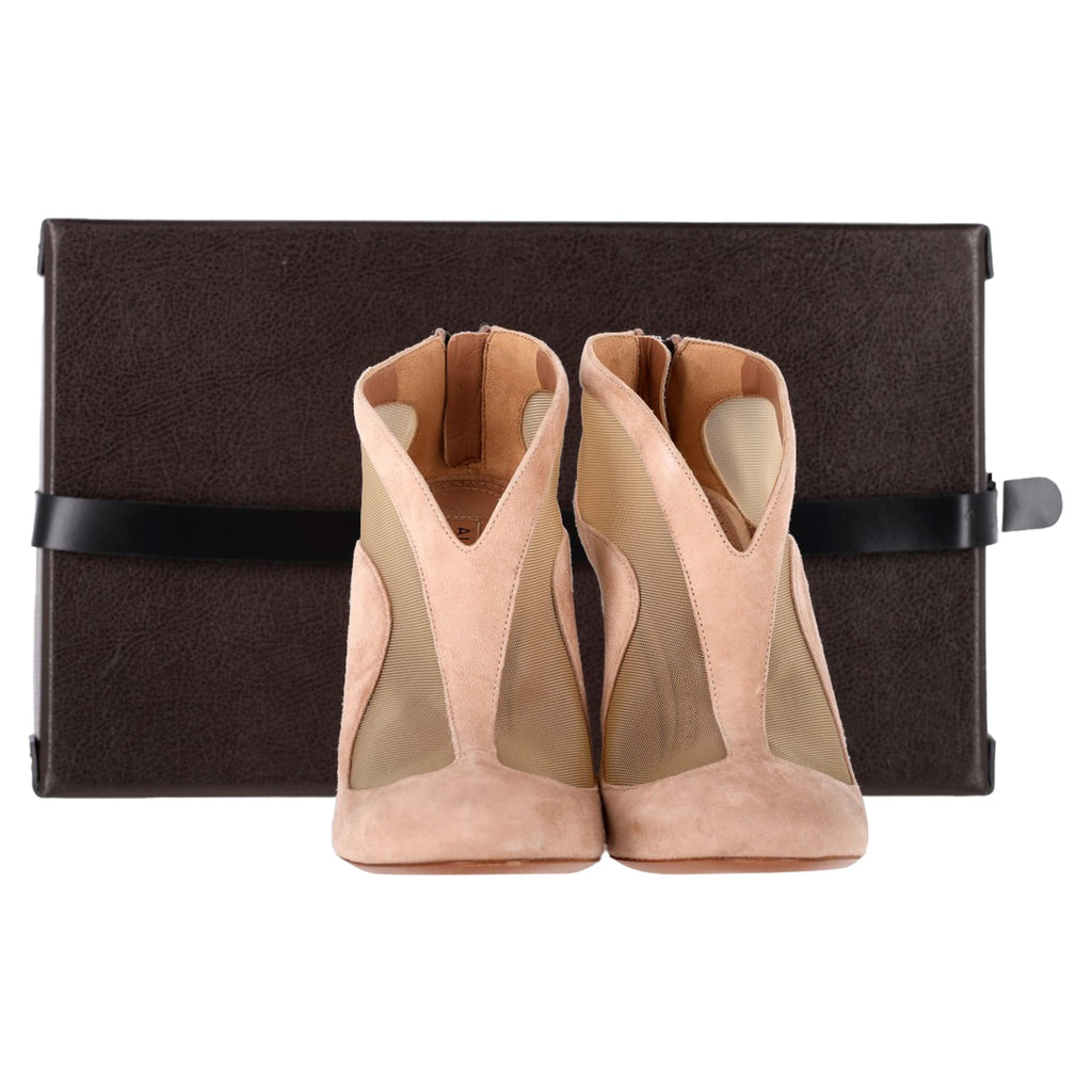 Women's Alaïa Azzedine Mesh Ankle Booties in Pink Suede