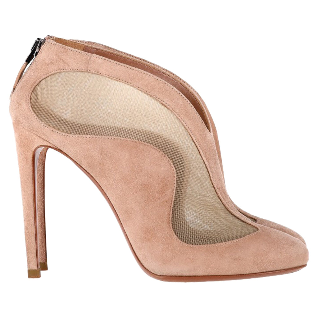 Women's Alaïa Azzedine Mesh Ankle Booties in Pink Suede