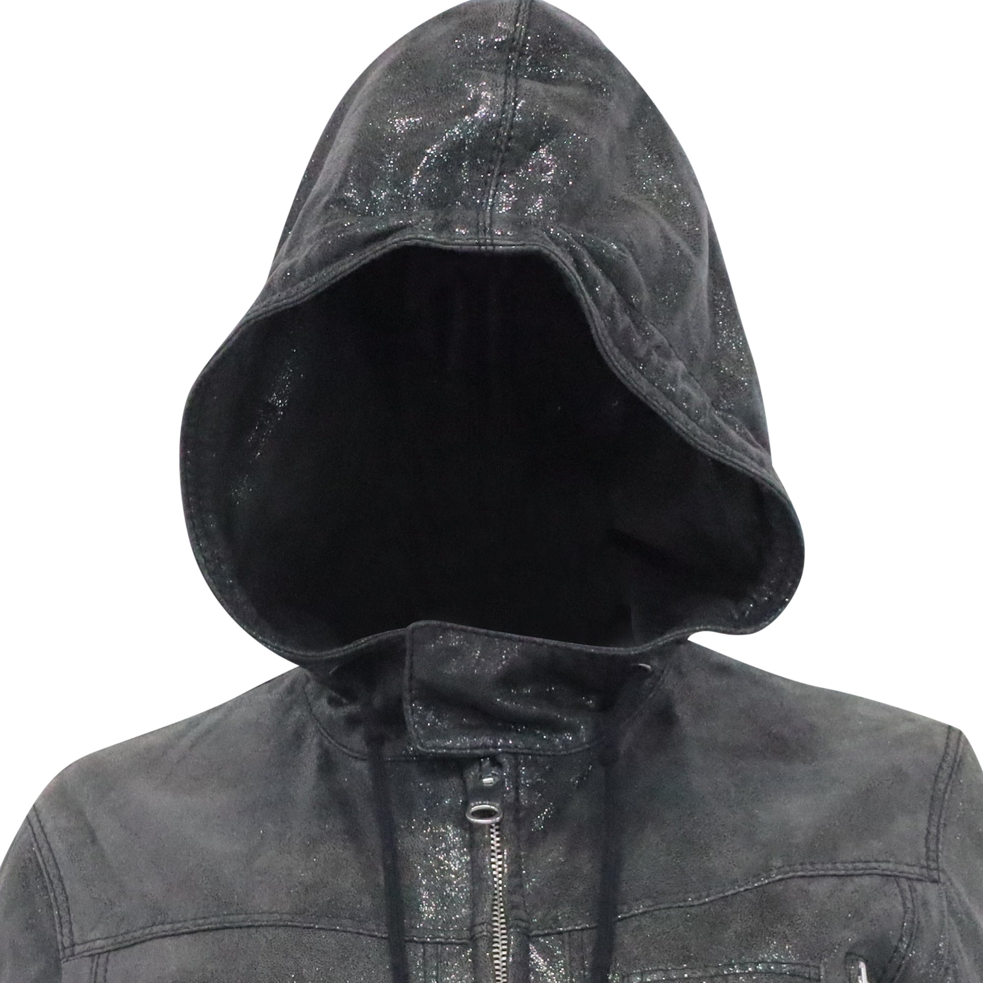 Dior Zipped Hooded Bomber Jacket in Black Leather