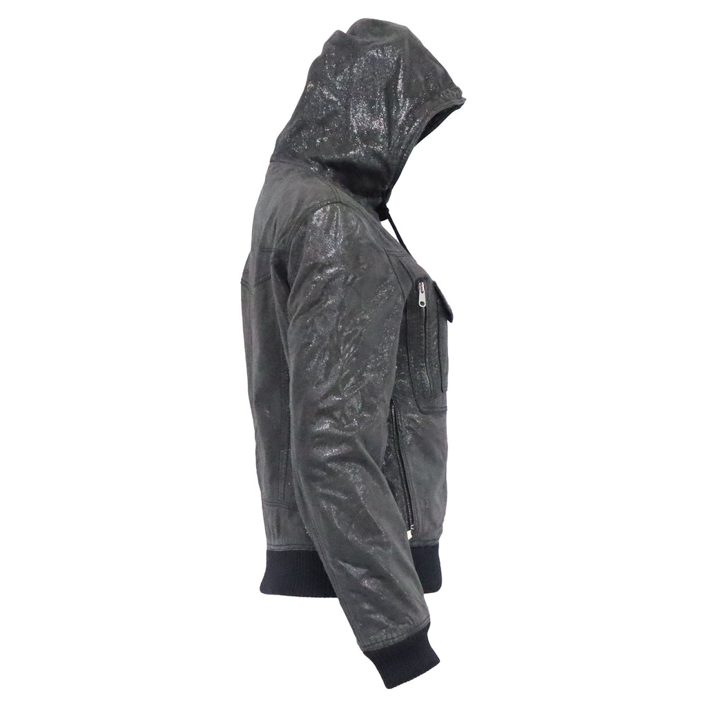 Dior Zipped Hooded Bomber Jacket in Black Leather